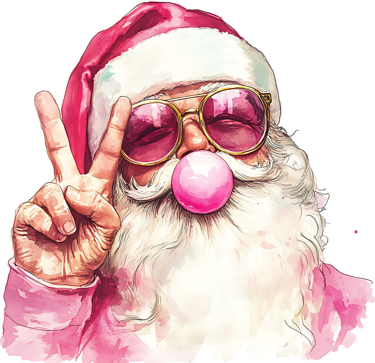 Pink Santa - Christmas Ready to Press DTF Transfer