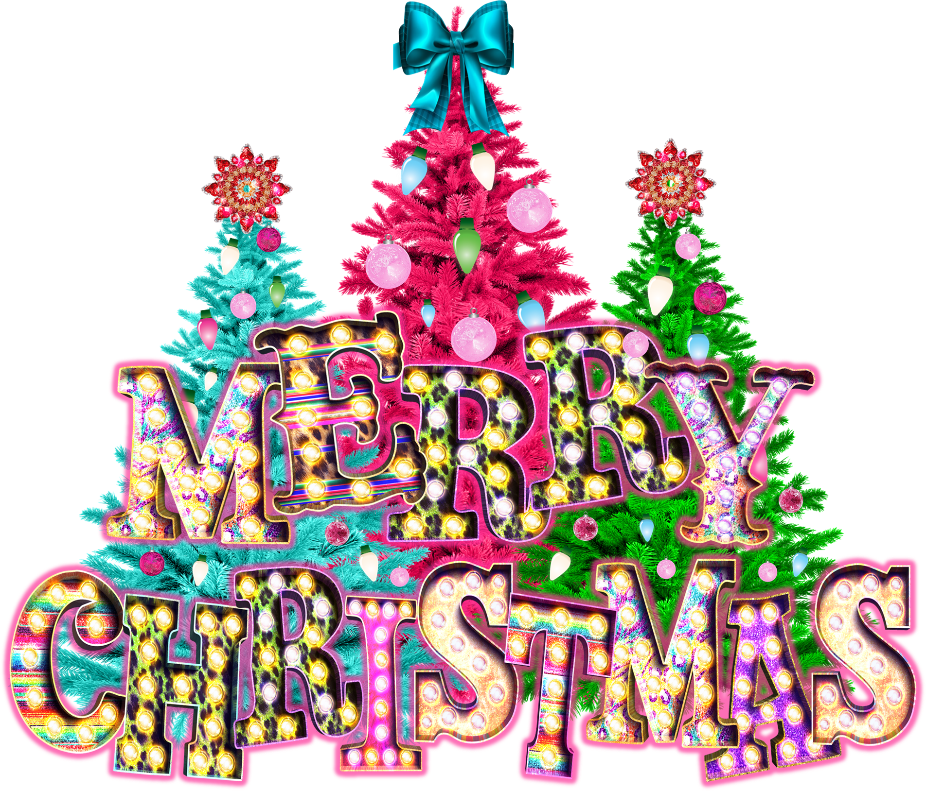 Merry Christmas Trees - Christmas Ready to Press DTF Transfer