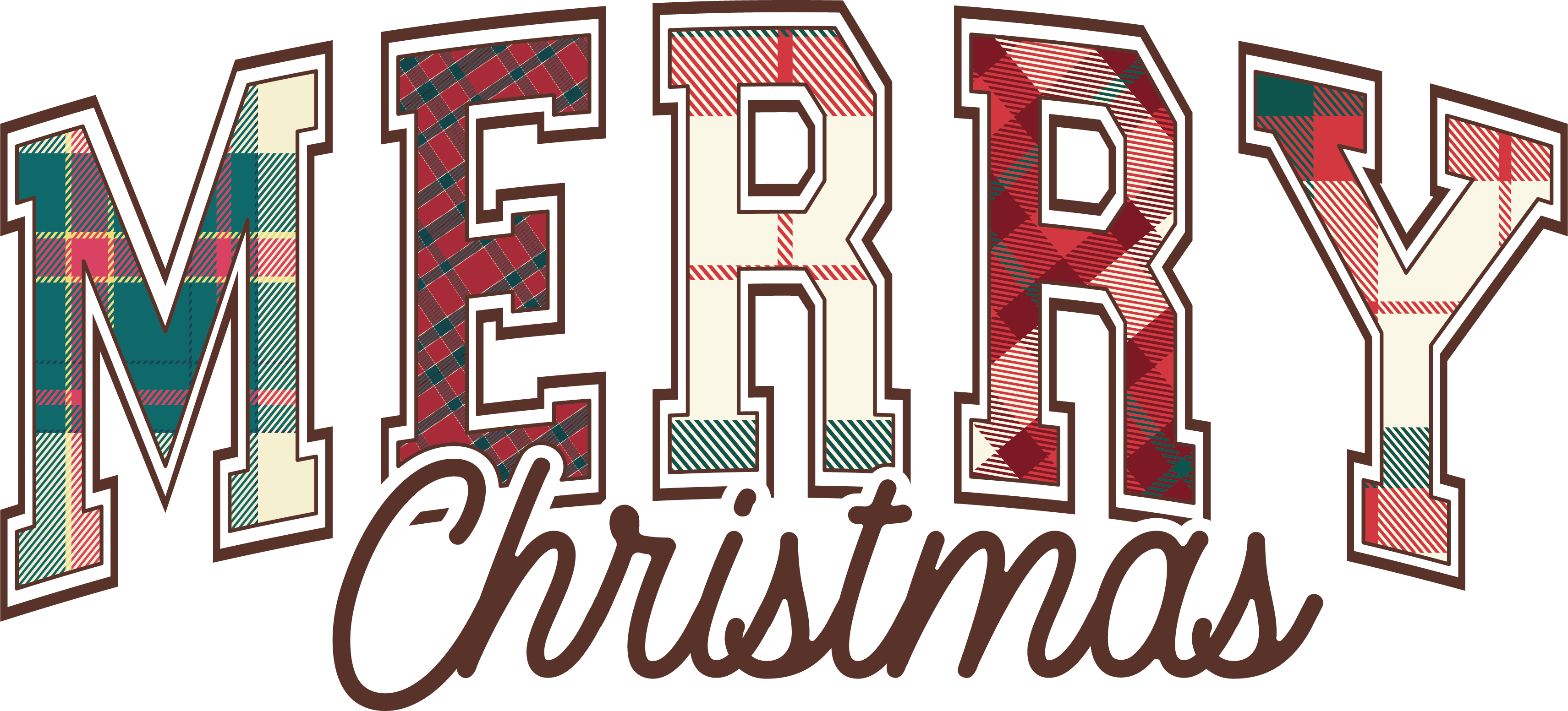 Merry Christmas Plaid- Christmas Ready to Press DTF Transfer