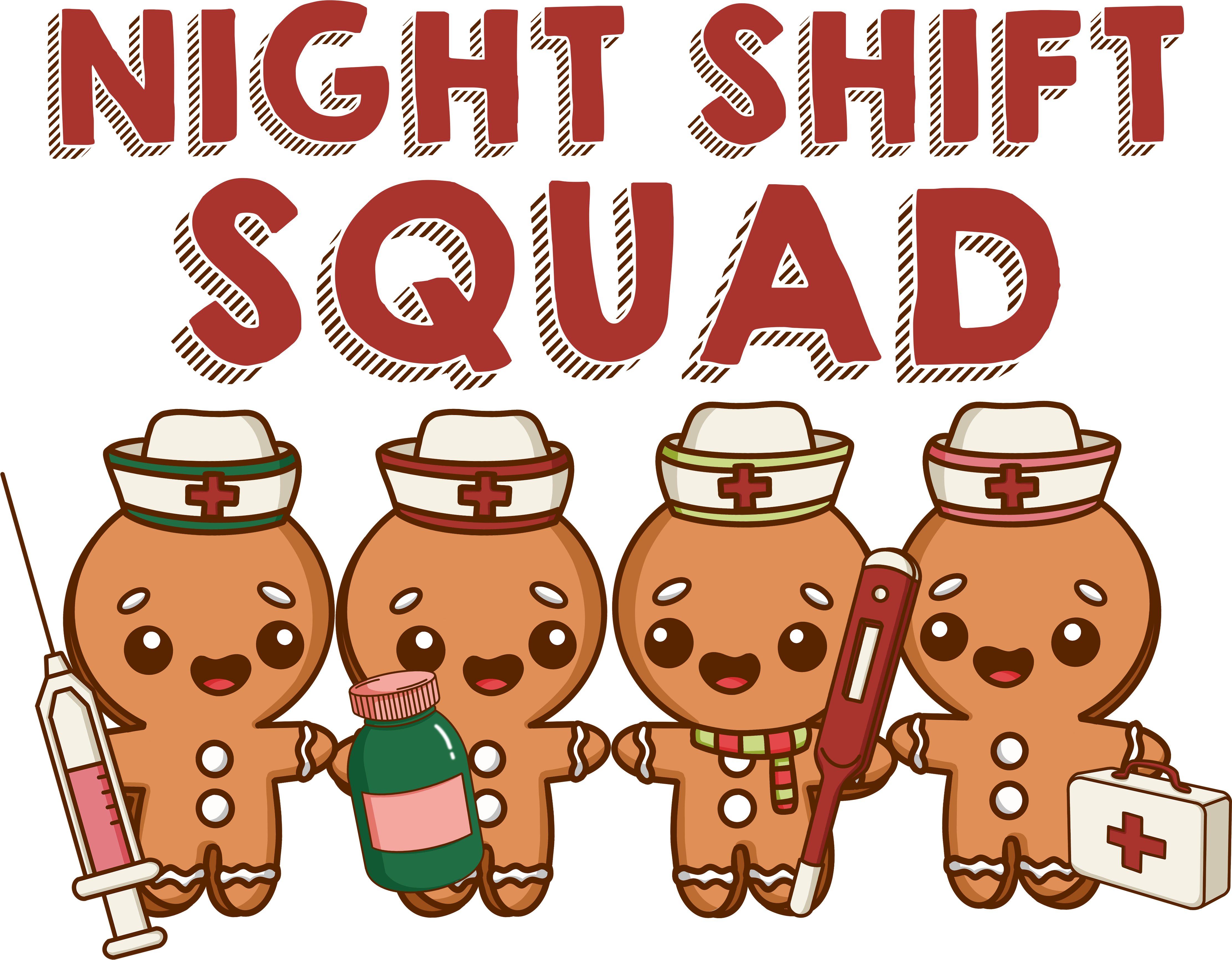 Night Shift Squad Nurse - Christmas Ready to Press DTF Transfer