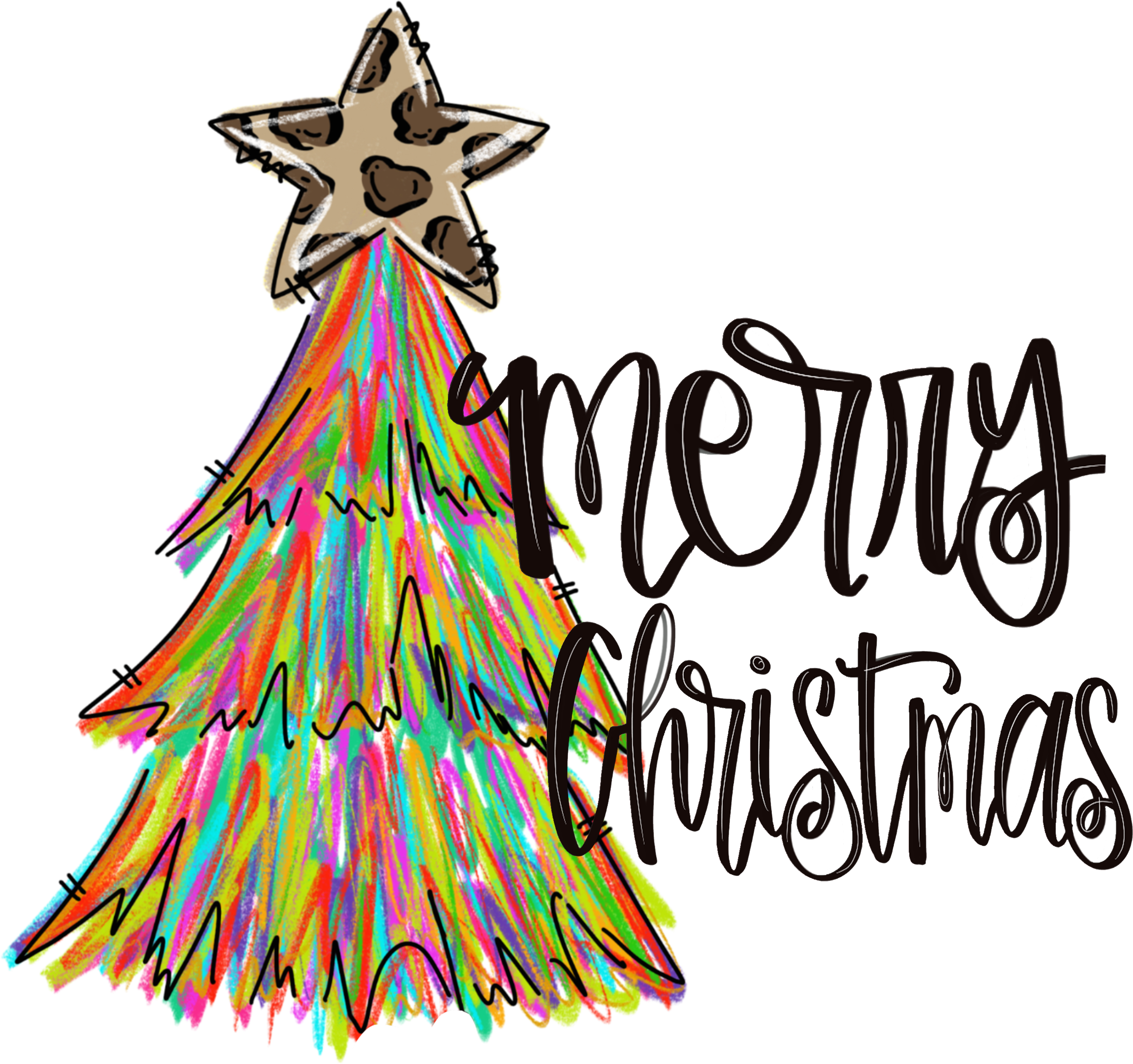 Merry Christmas Tree Colorful - Chirstmas Ready to Press DTF Transfer