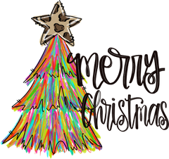 Merry Christmas Tree Colorful - Chirstmas Ready to Press DTF Transfer