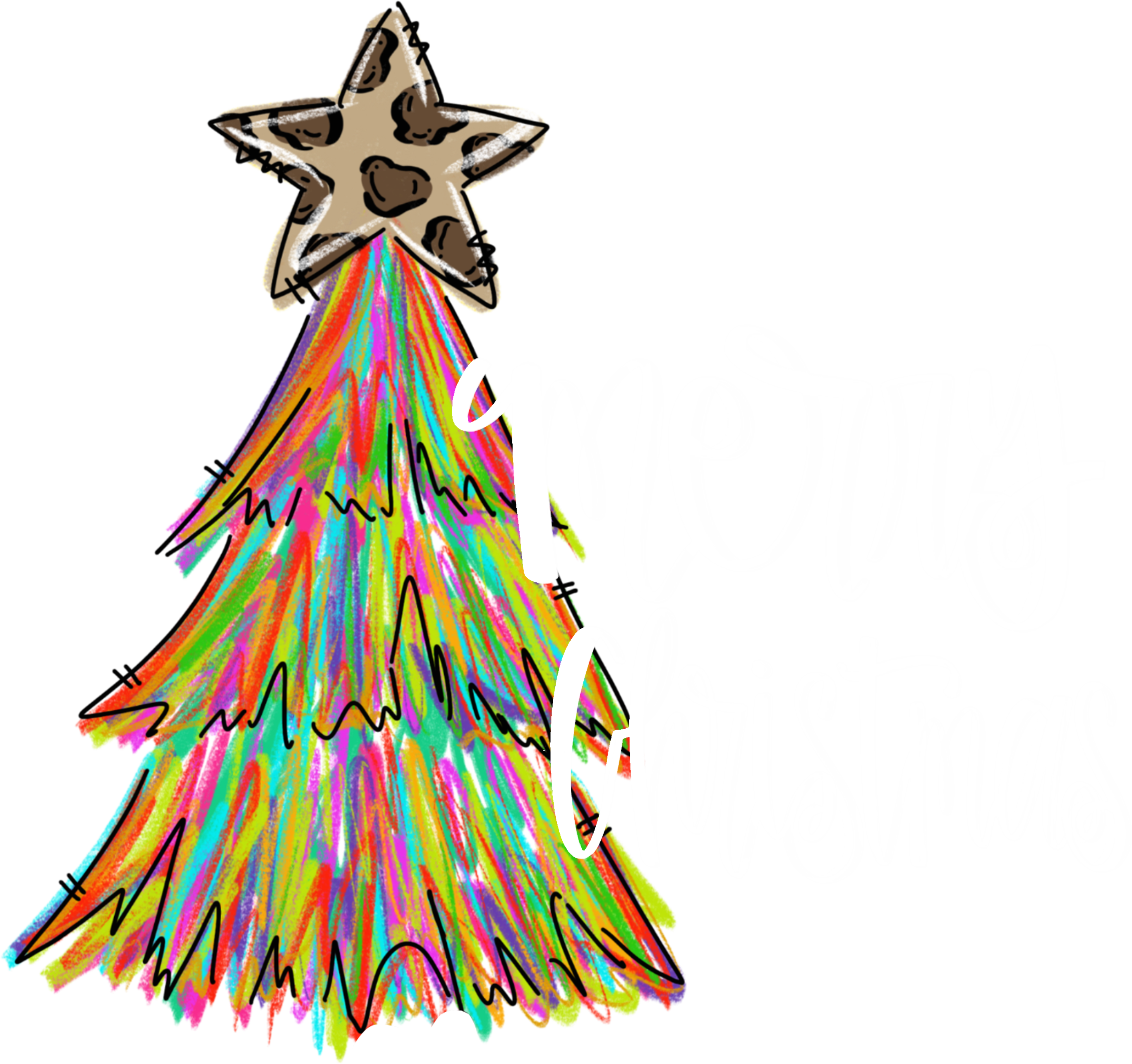 Merry Christmas Tree Colorful - Chirstmas Ready to Press DTF Transfer