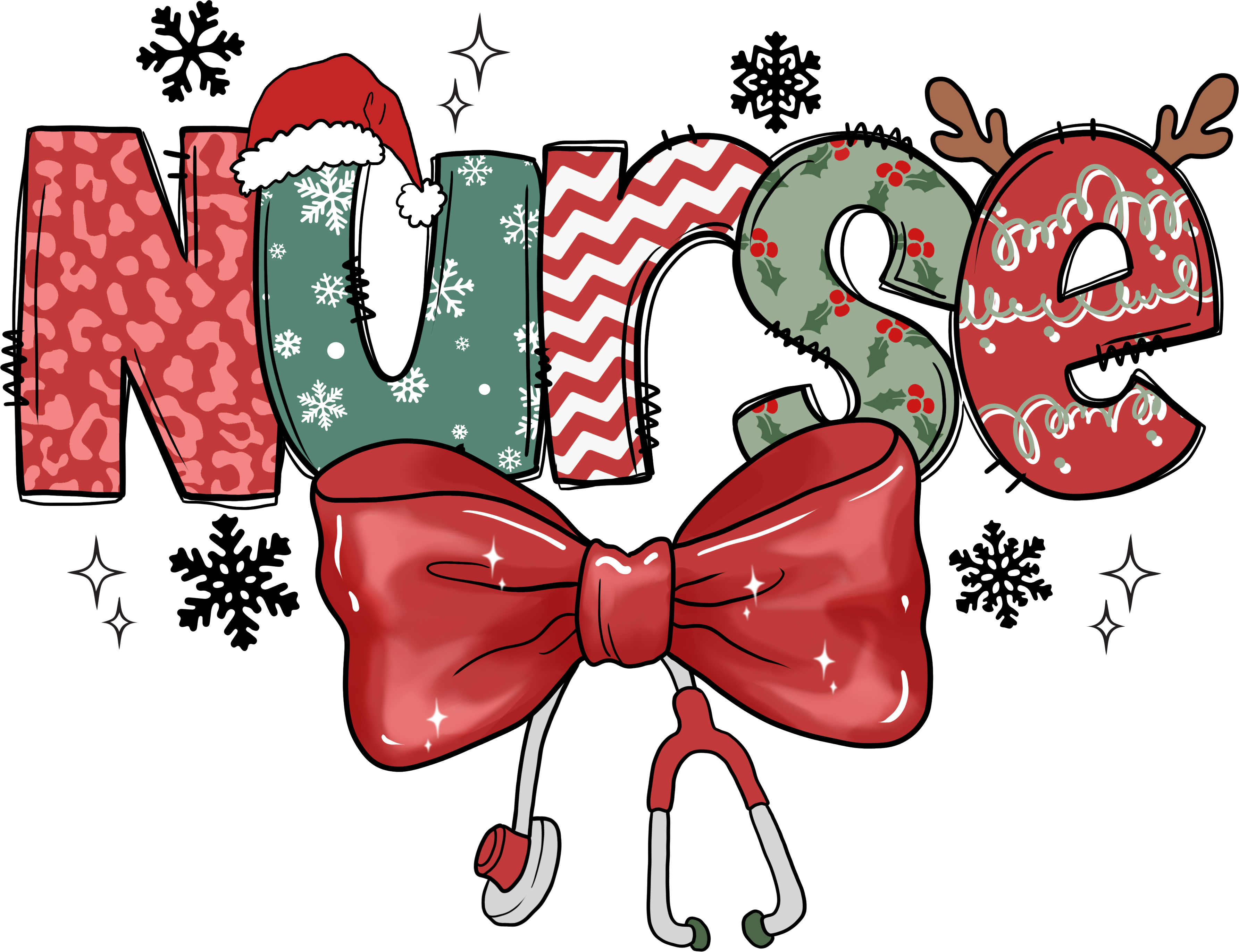 Christmas Nurse - Christmas Ready to Press DTF Transfer