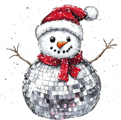 Disco Ball Snowman - Christmas Ready to Press DTF Transfer
