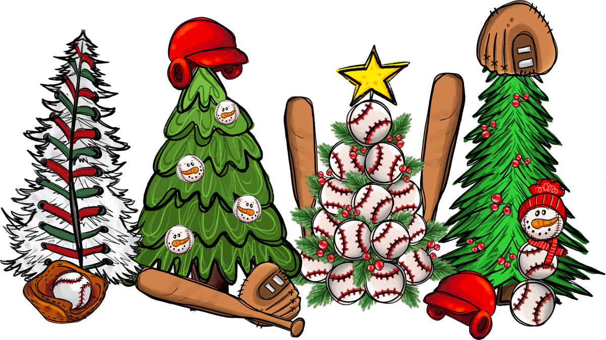Christmas Baseball Tree - Christmas Ready to Press DTF Transfer