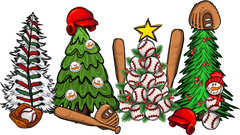 Christmas Baseball Tree - Christmas Ready to Press DTF Transfer