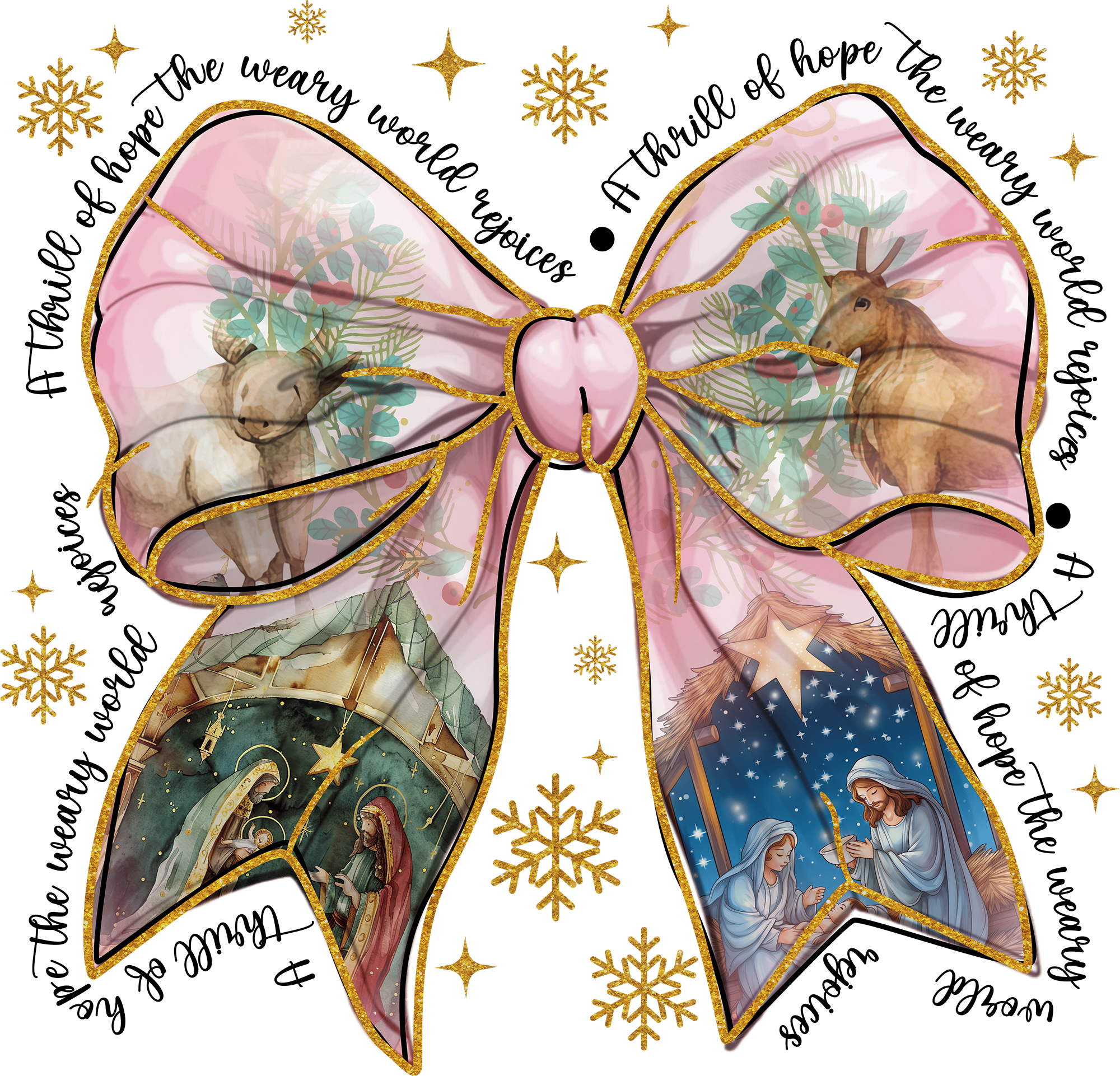 Jesus Christmas Coquette Bow - Christmas Ready to Press DTF Transfer