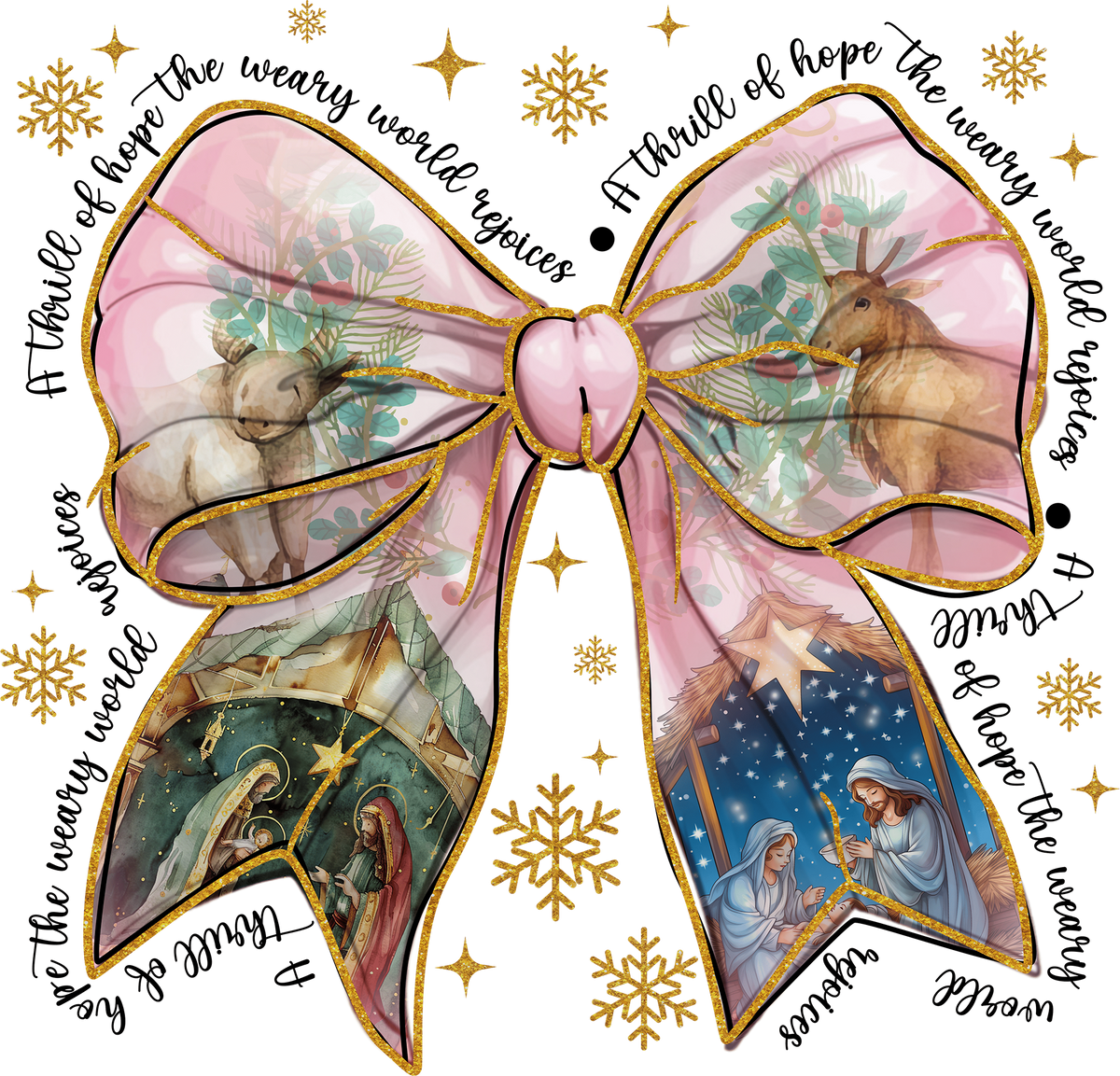 Jesus Christmas Coquette Bow - Christmas Ready to Press DTF Transfer
