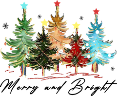 Merry And Bright Trees - Christmas Ready to Press DTF Transfer