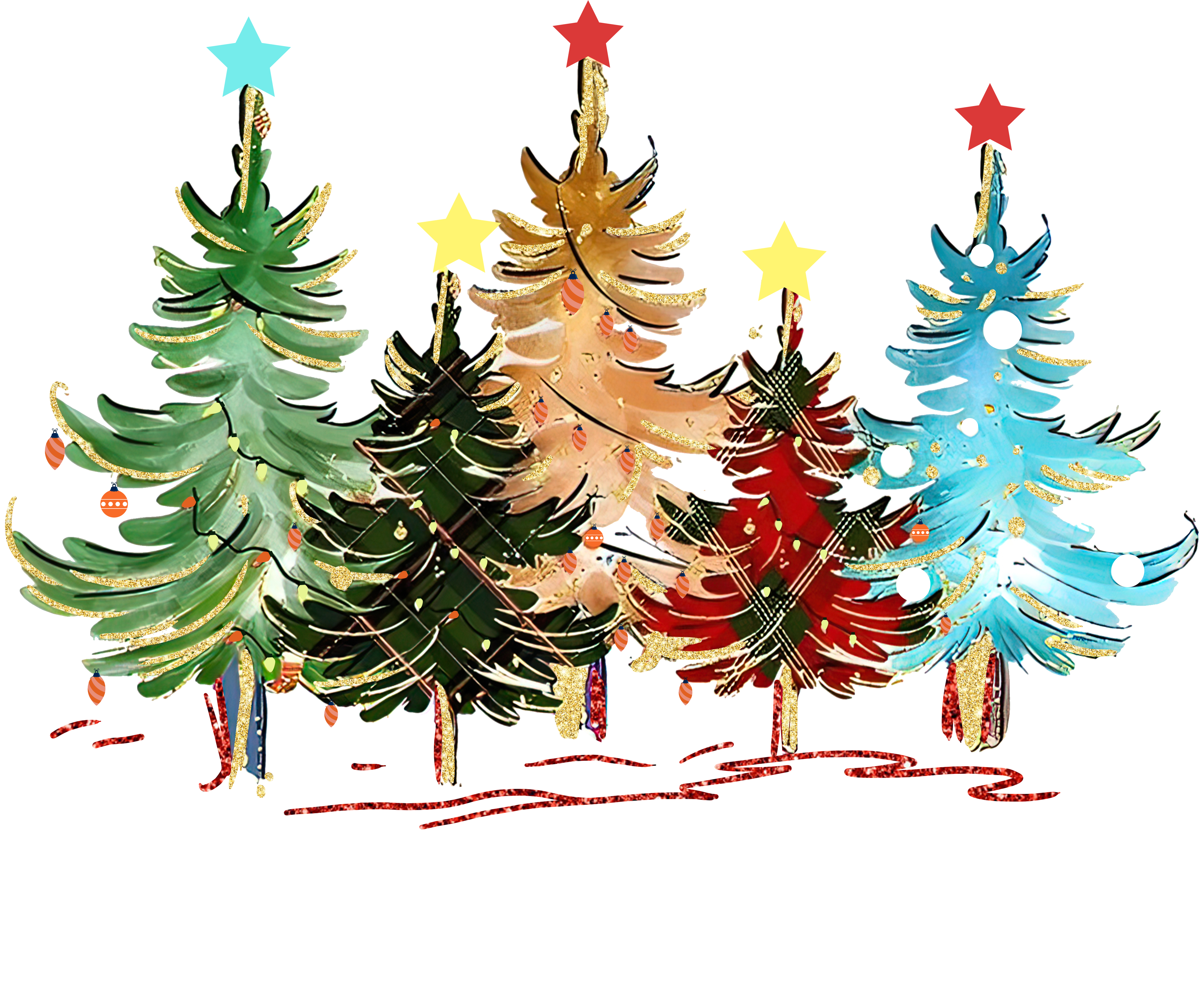 Merry And Bright Trees - Christmas Ready to Press DTF Transfer