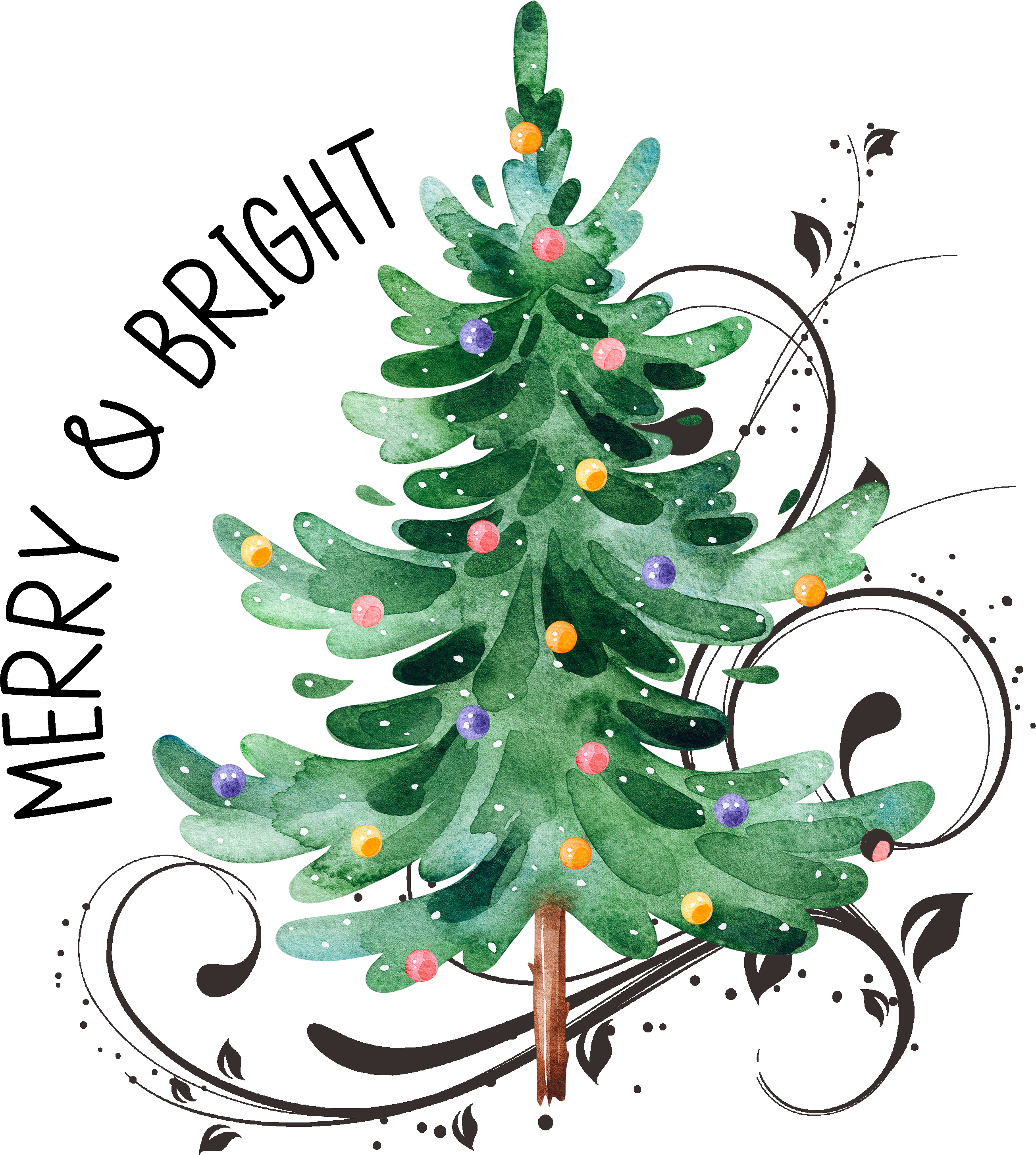 Merry And Bright Tree - Christmas Ready to Press DTF Transfer