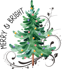 Merry And Bright Tree - Christmas Ready to Press DTF Transfer