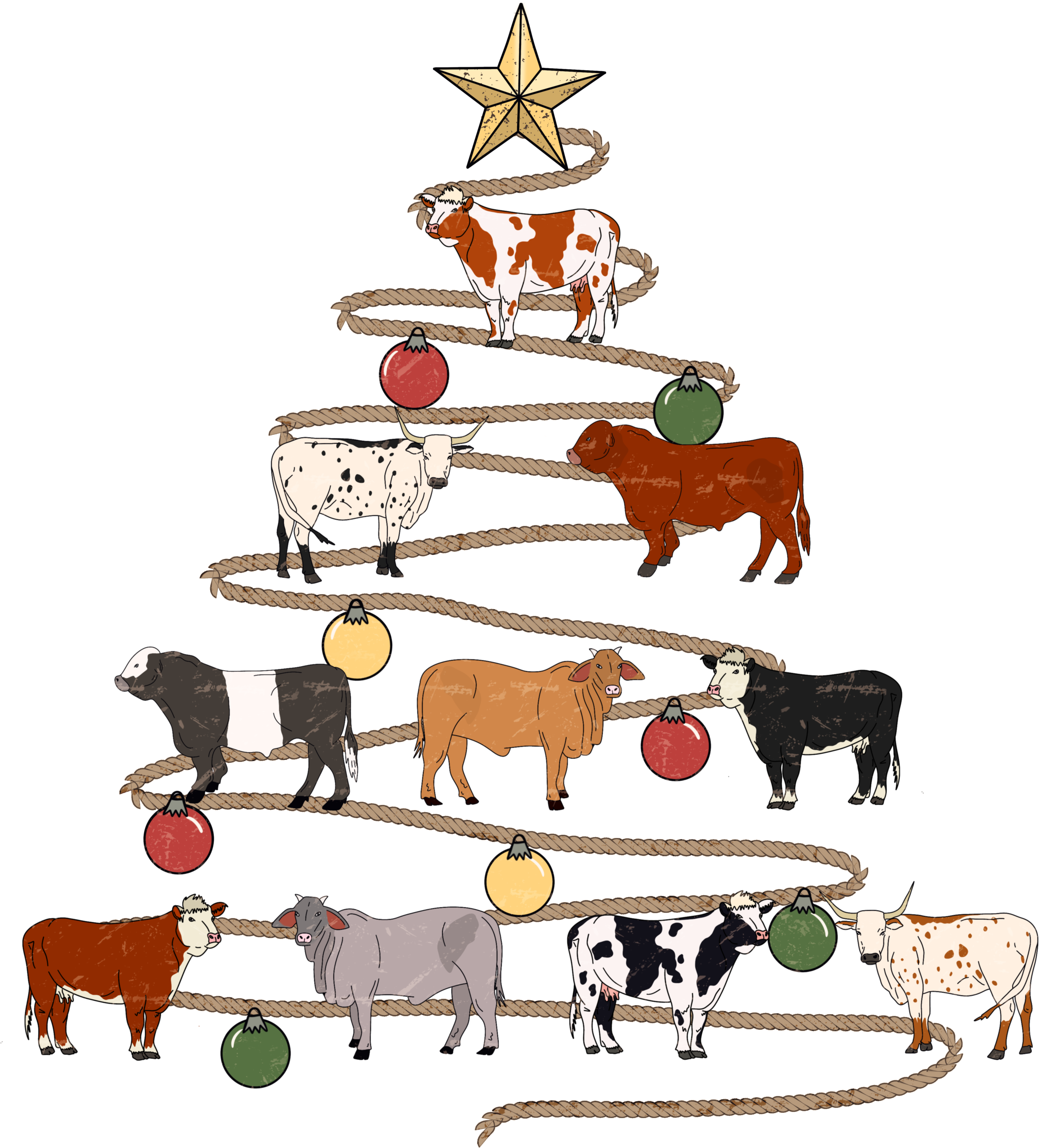 Cow Christmas Tree - Christmas Ready to Press DTF Transfer