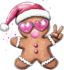 Pink Gingerbread Man - Christmas Ready to Press DTF Transfer