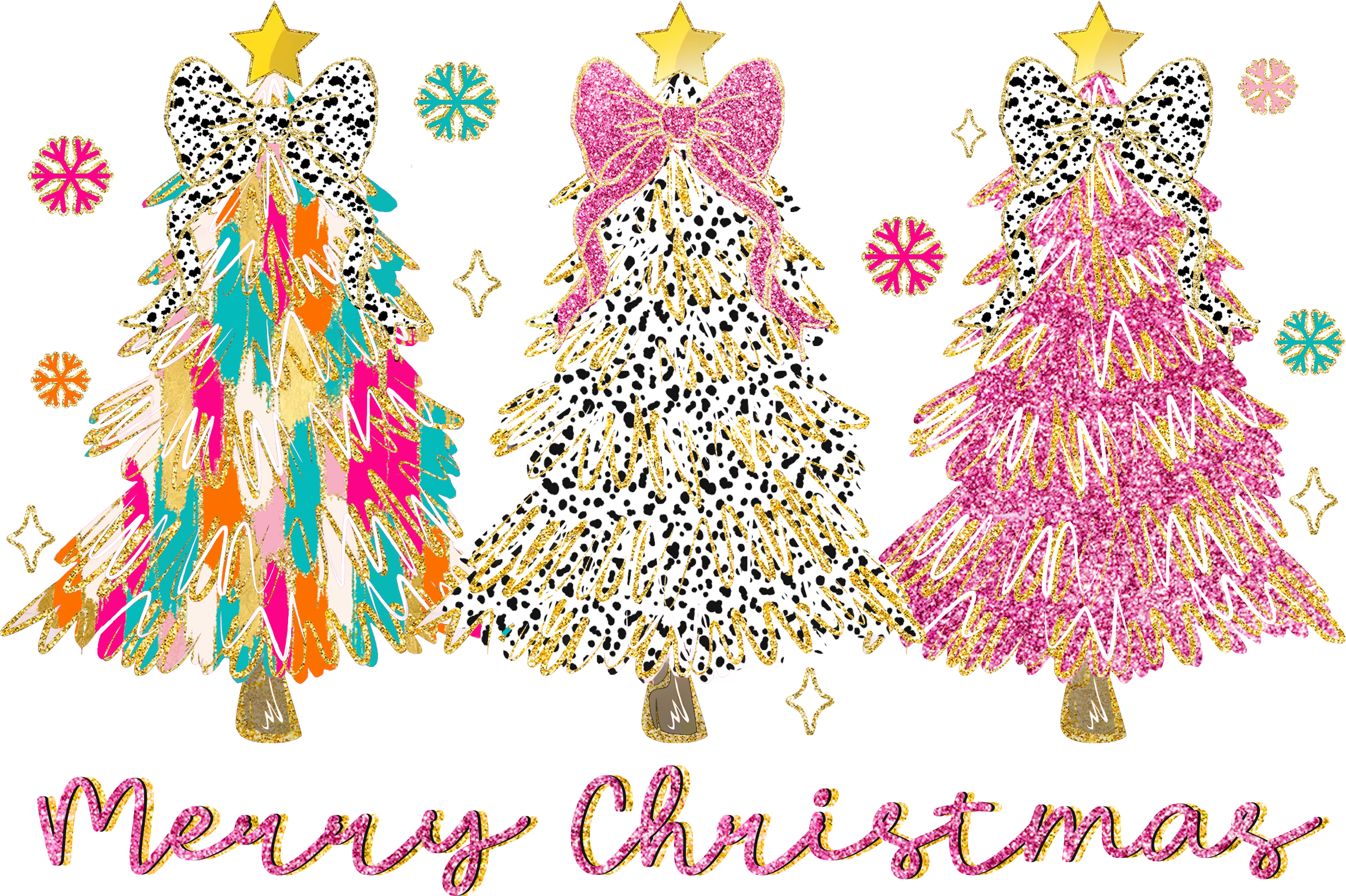 Glitter Christmas Trees - Christmas Ready to Press DTF Transfer