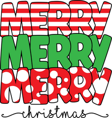 Merry Merry Merry Christmas- Christmas Ready to Press DTF Transfer