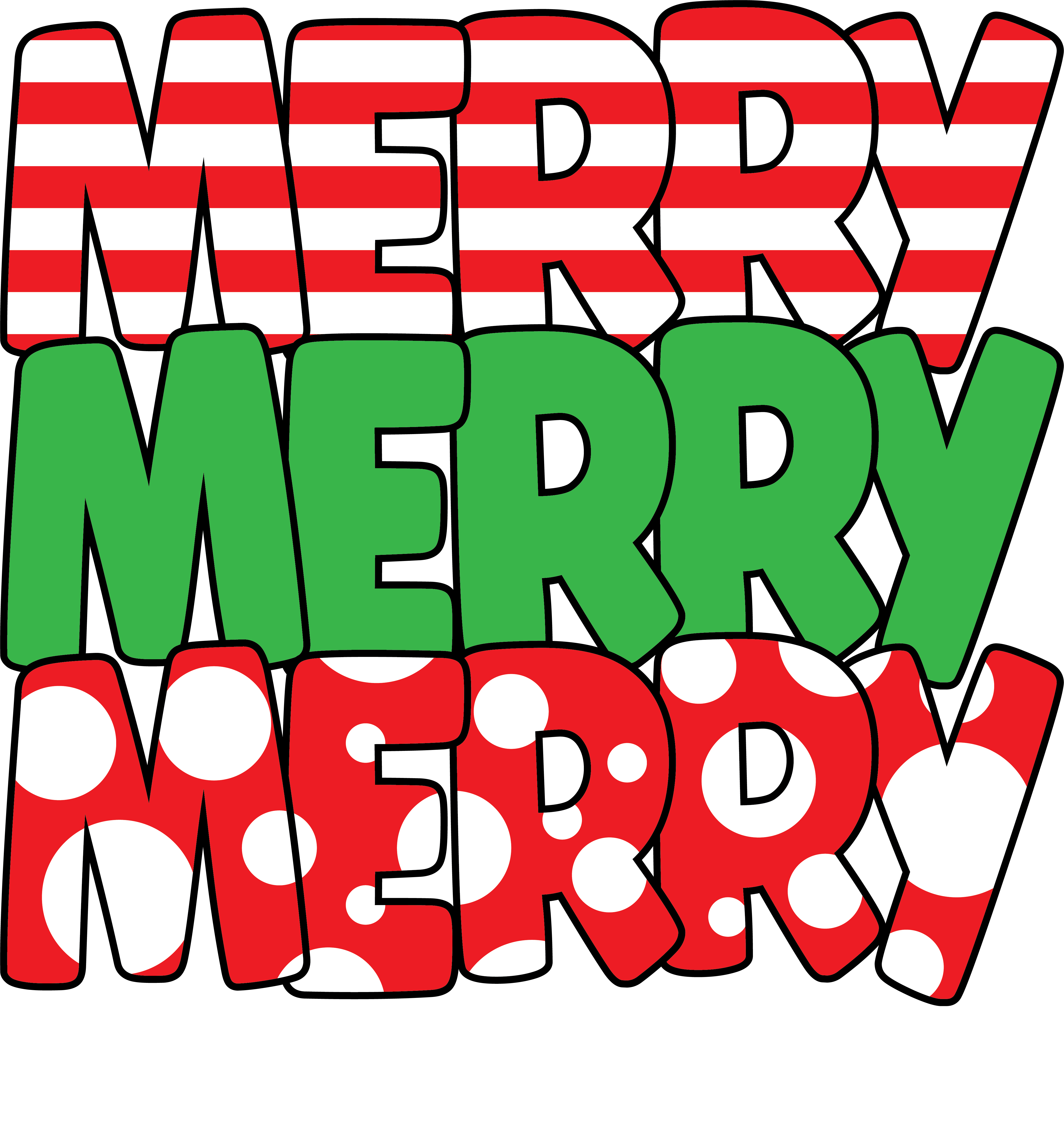 Merry Merry Merry Christmas- Christmas Ready to Press DTF Transfer