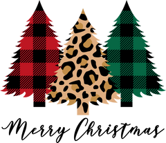 Merry Christmas Plaid And Leopard Trees - Christmas Ready to Press DTF Transfer