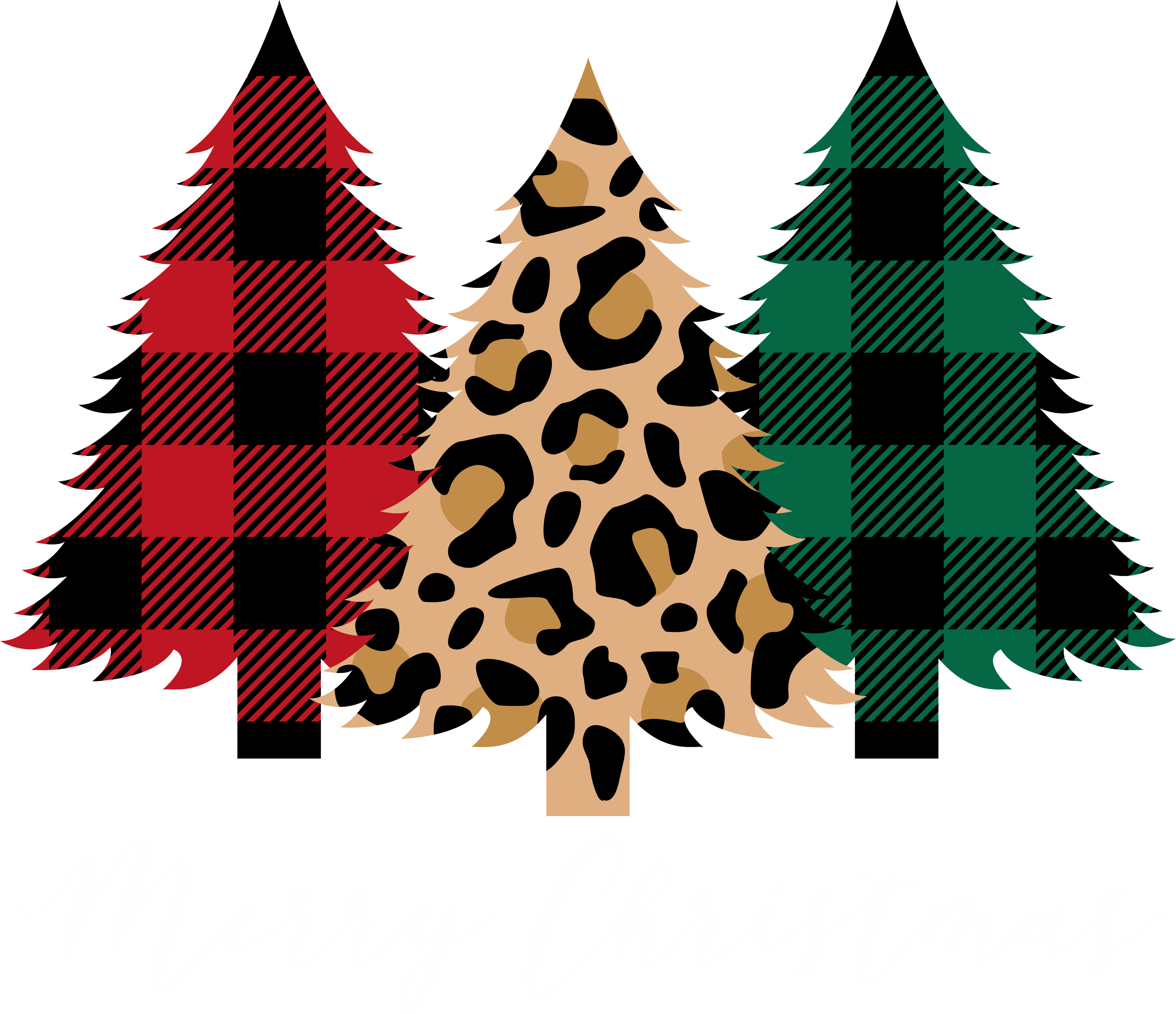 Merry Christmas Plaid And Leopard Trees - Christmas Ready to Press DTF Transfer