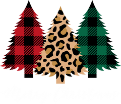 Merry Christmas Plaid And Leopard Trees - Christmas Ready to Press DTF Transfer
