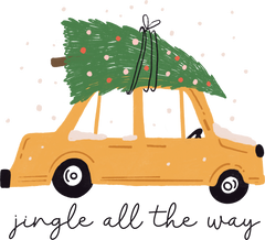 Jingle All The Way Yellow Car - Christmas Ready to Press DTF Transfer