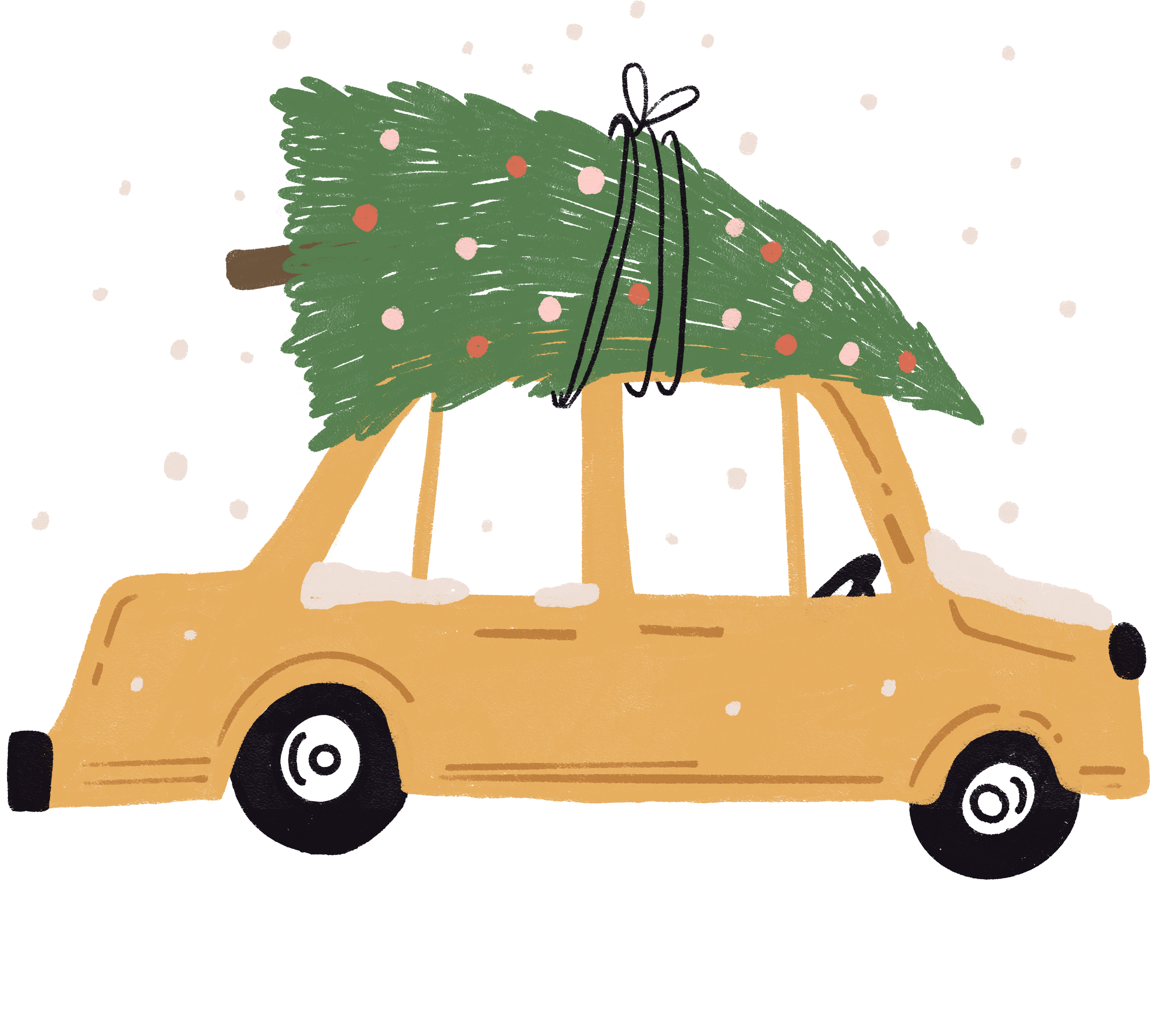 Jingle All The Way Yellow Car - Christmas Ready to Press DTF Transfer