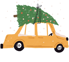 Jingle All The Way Yellow Car - Christmas Ready to Press DTF Transfer