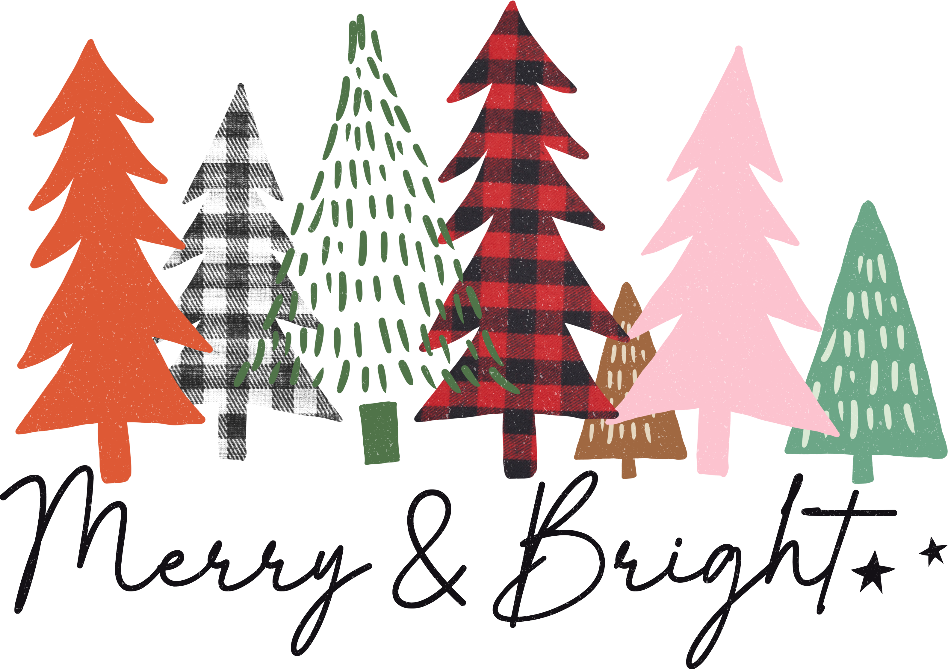 Merry & Bright Trees - Christmas Ready to Press DTF Transfer