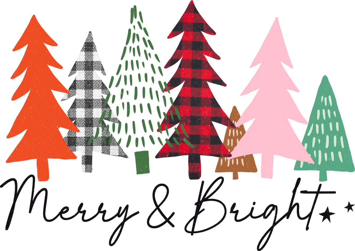 Merry & Bright Trees - Christmas Ready to Press DTF Transfer