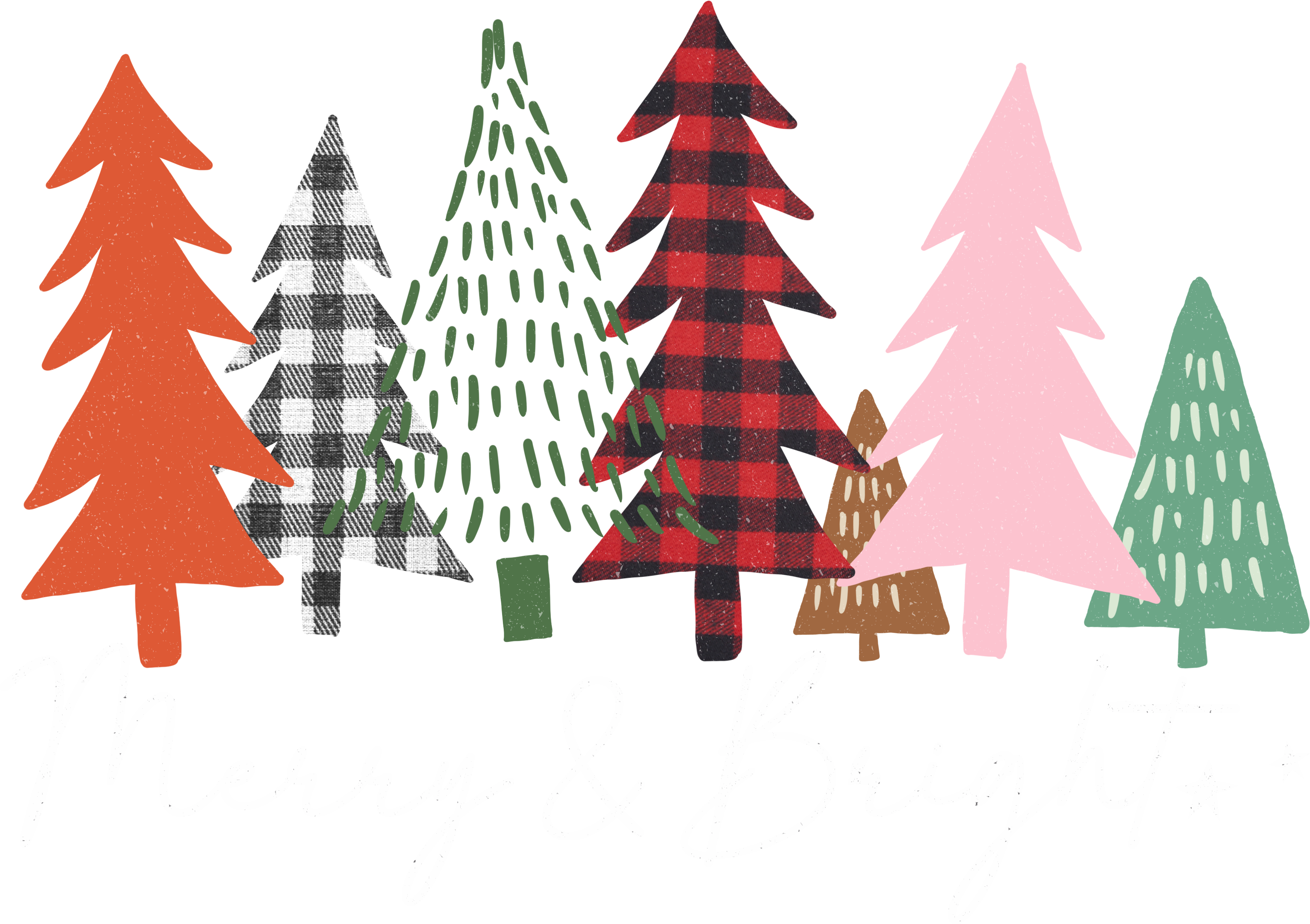 Merry & Bright Trees - Christmas Ready to Press DTF Transfer