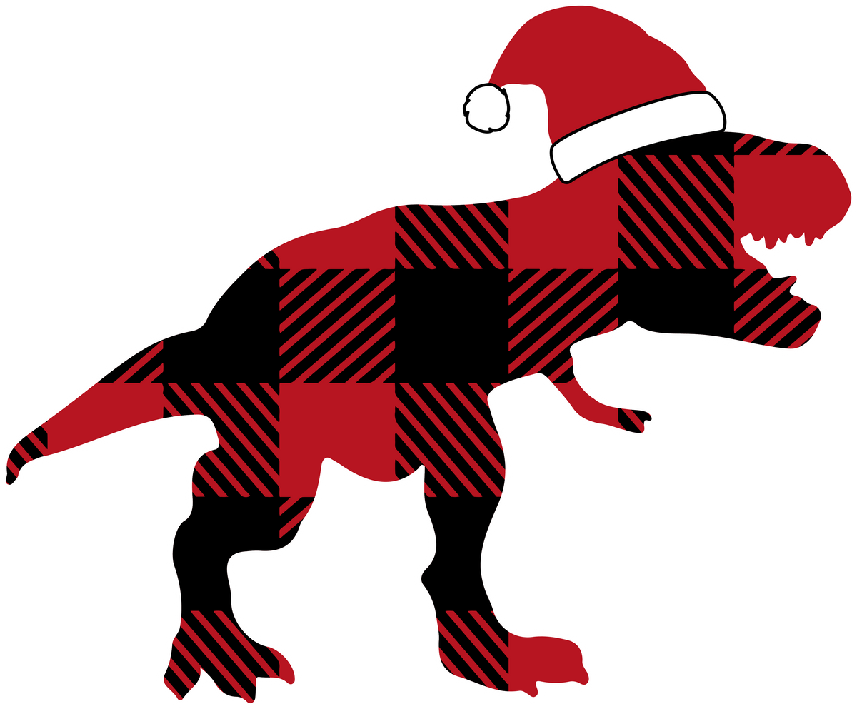 Christmas Plaid Trex - Christmas Ready to Press DTF Transfer