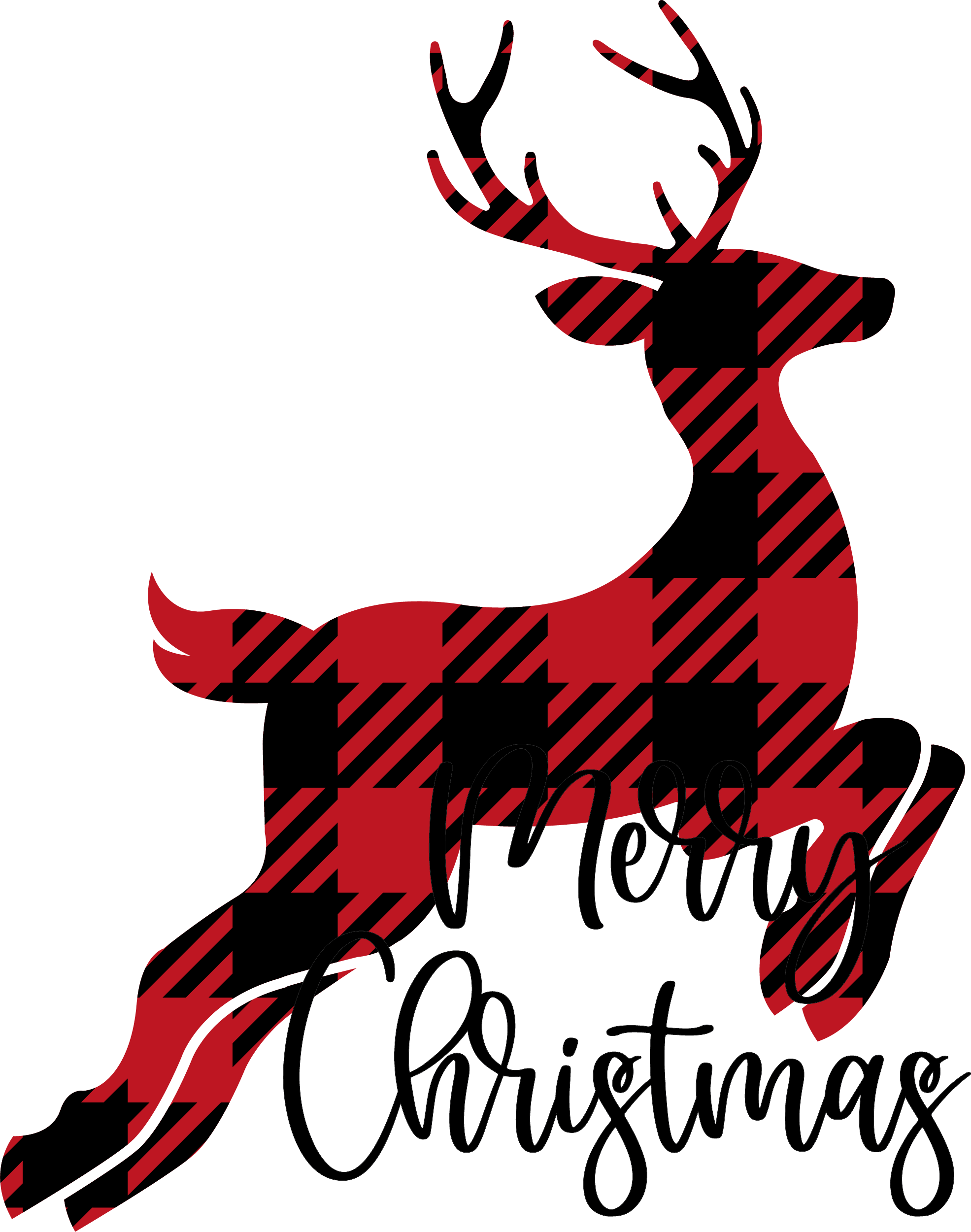 Deer Buffalo Plaid Merry Christmas - Christmas Ready to Press DTF Transfer