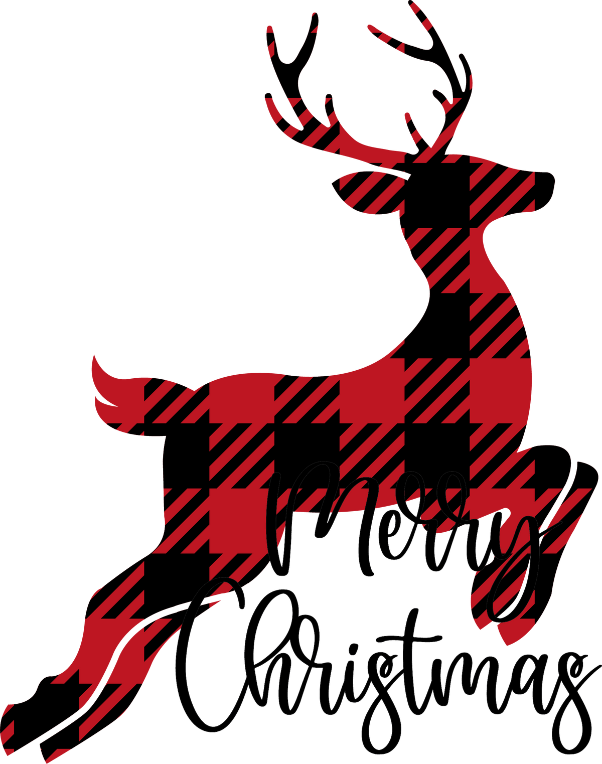 Deer Buffalo Plaid Merry Christmas - Christmas Ready to Press DTF Transfer