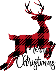 Deer Buffalo Plaid Merry Christmas - Christmas Ready to Press DTF Transfer