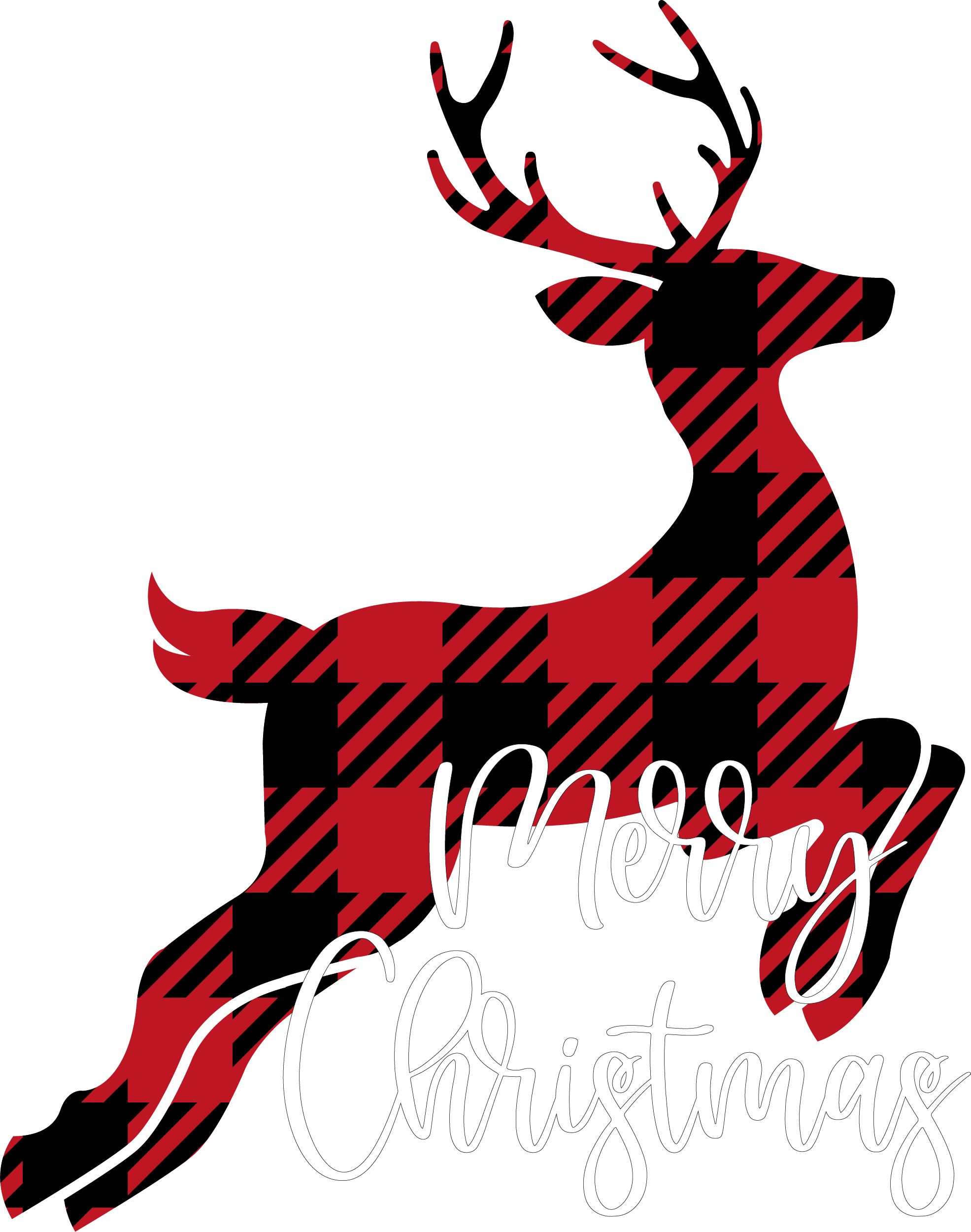 Deer Buffalo Plaid Merry Christmas - Christmas Ready to Press DTF Transfer