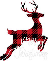 Deer Buffalo Plaid Merry Christmas - Christmas Ready to Press DTF Transfer