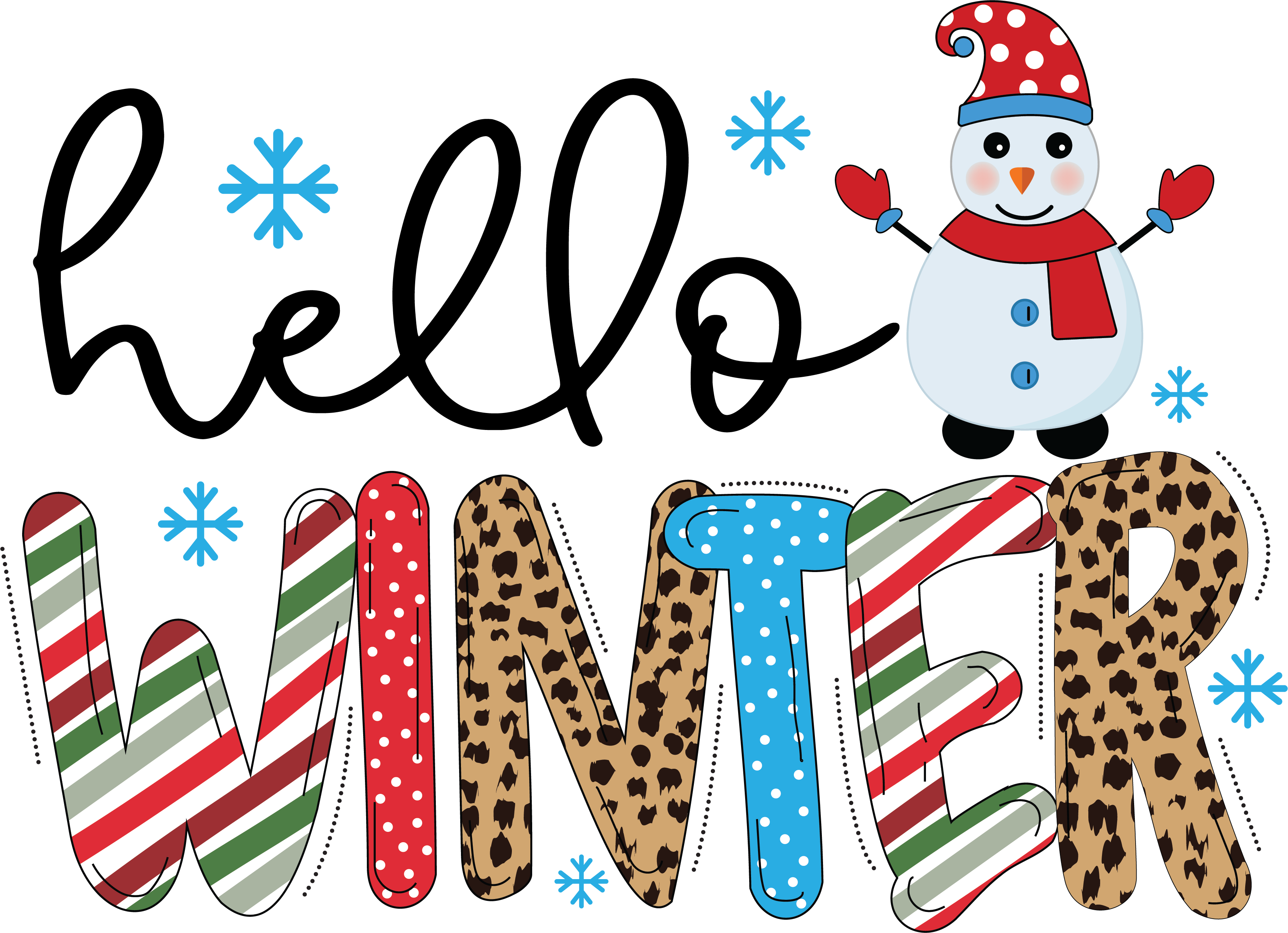 Hello Winter - Christmas Ready to Press DTF Transfer