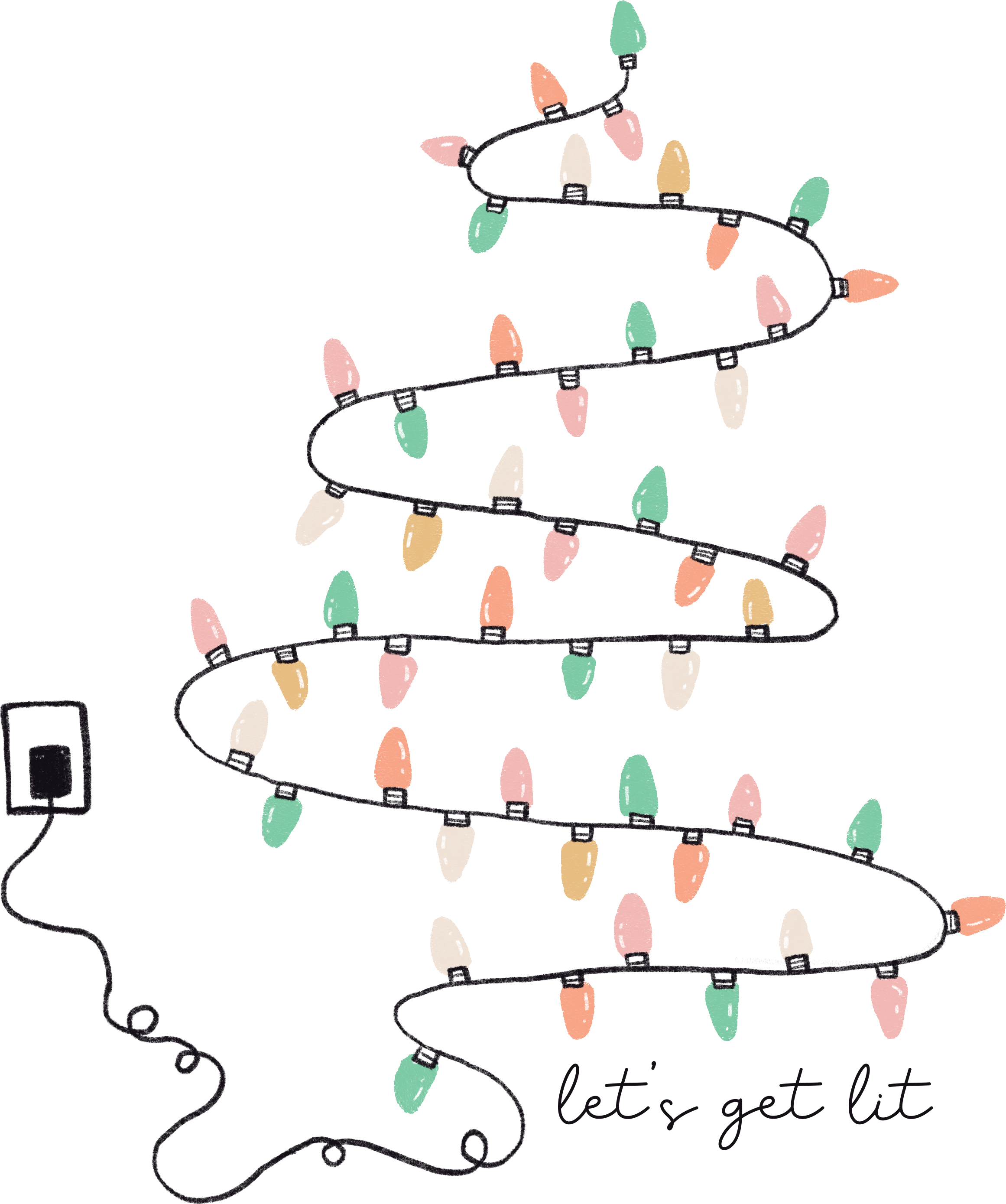 Christmas Light Let's Get Lit - Christmas Ready to Press DTF Transfer