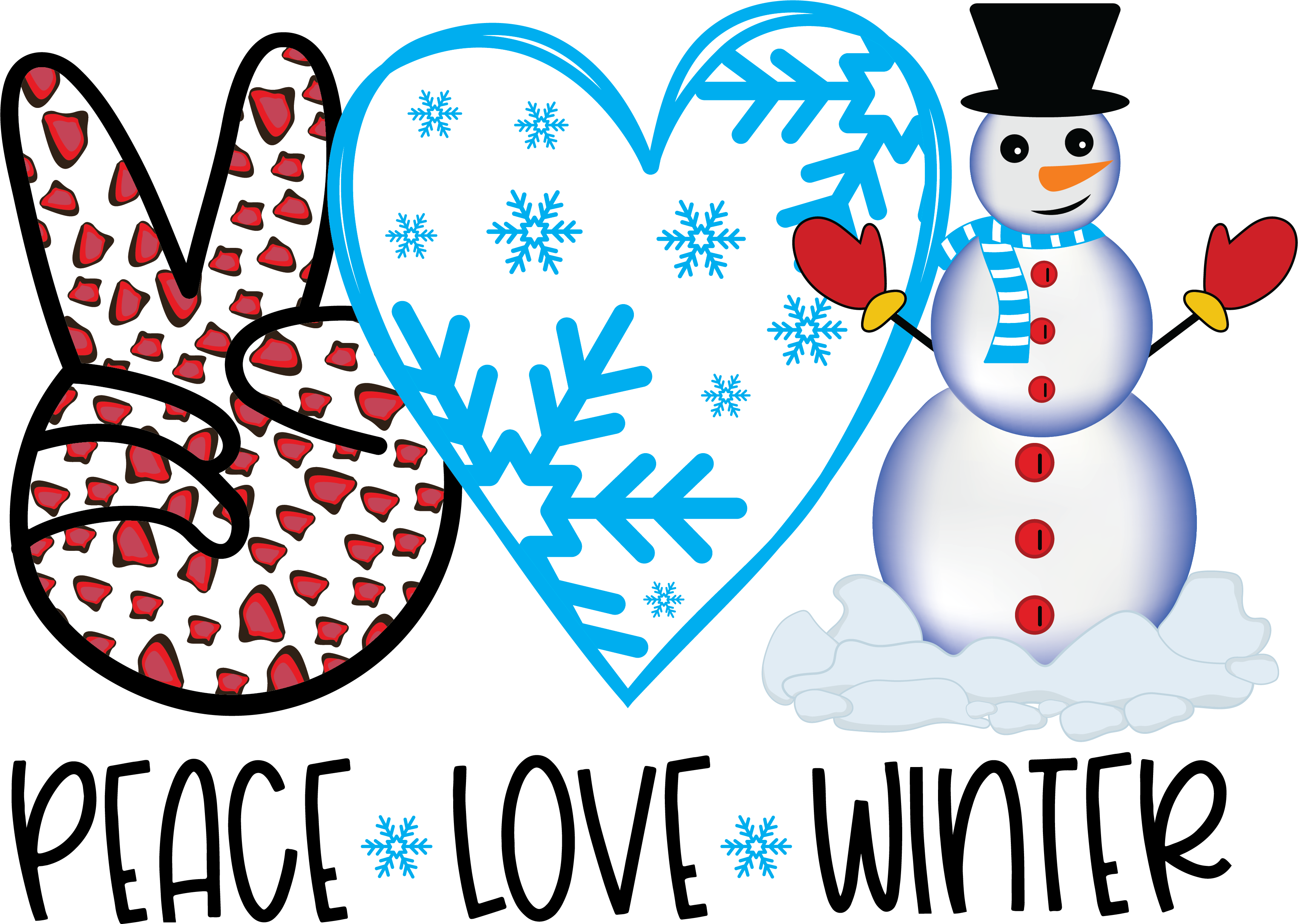 Peace Love Winter - Christmas Ready to Press DTF Transfer