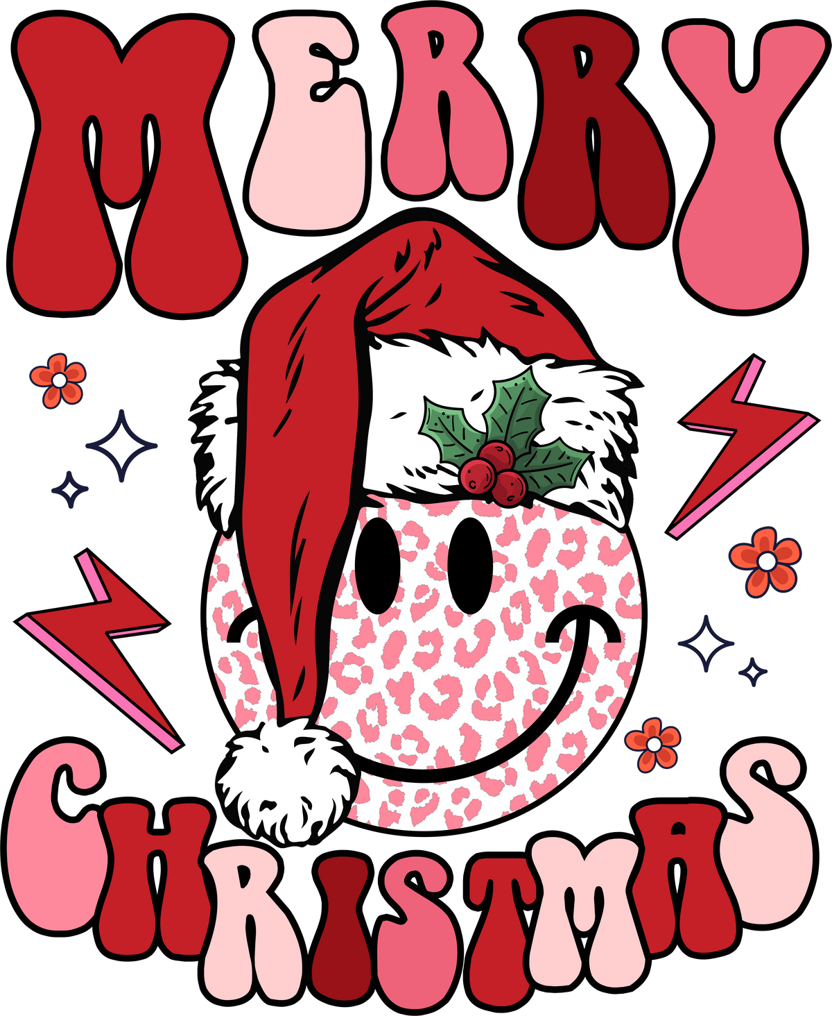 Merry Christmas Leopard Face Smile - Christmas Ready to Press DTF Transfer