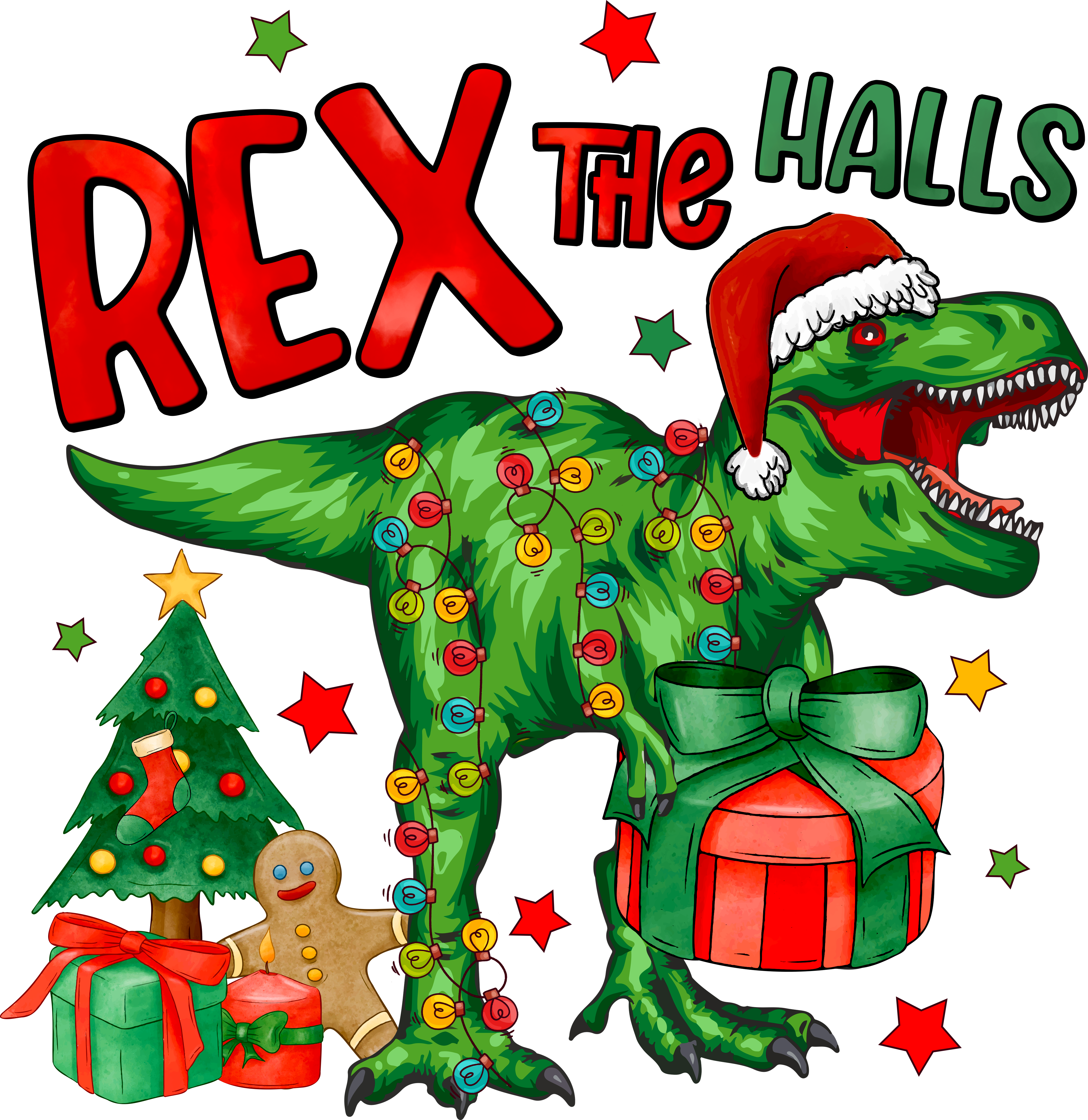 Rex The Halls - Christmas Ready to Press DTF Transfer