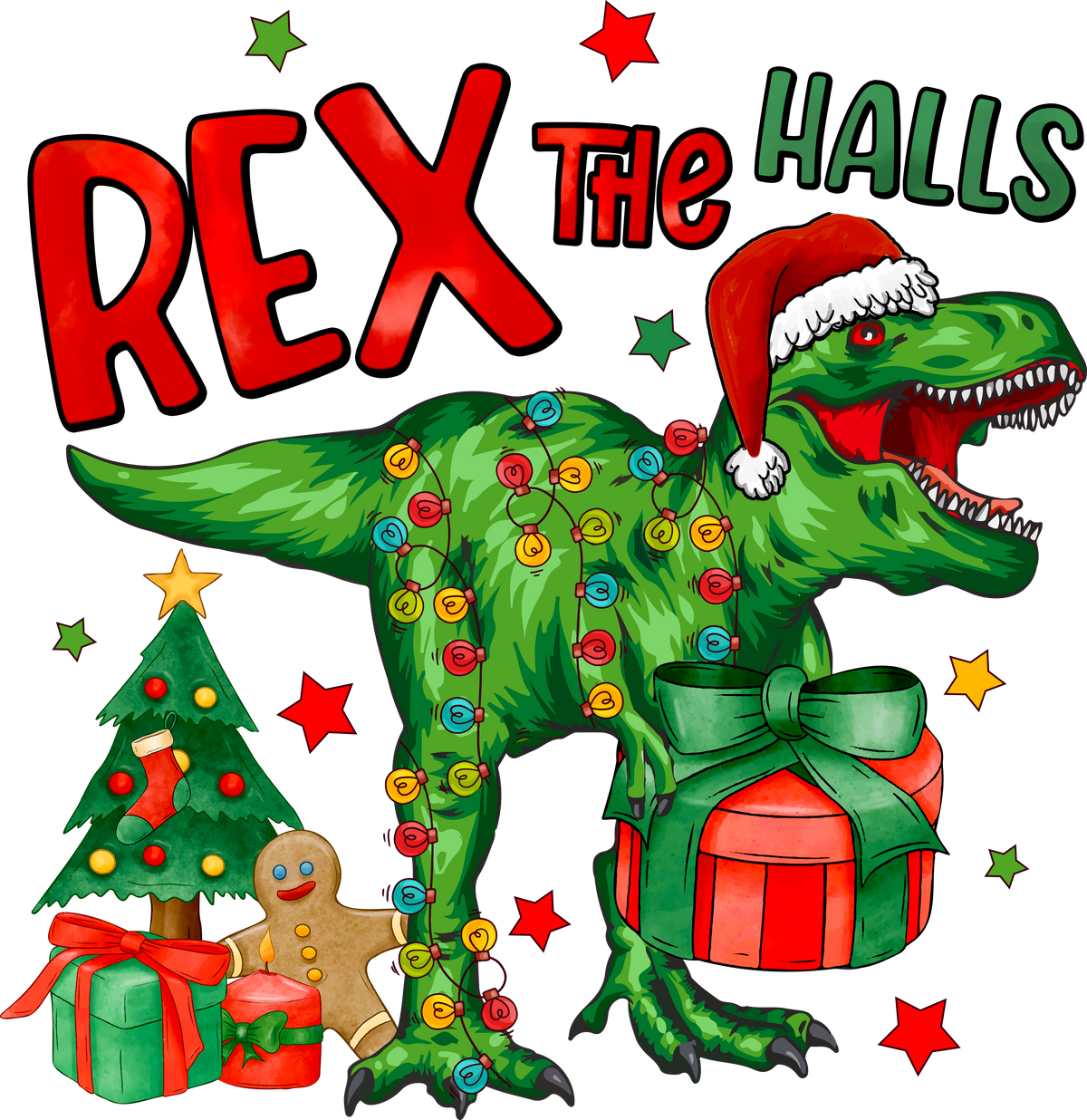 Rex The Halls - Christmas Ready to Press DTF Transfer
