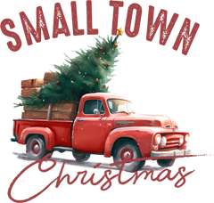 Small Town Christmas Red Car - Christmas Ready to Press DTF Transfer