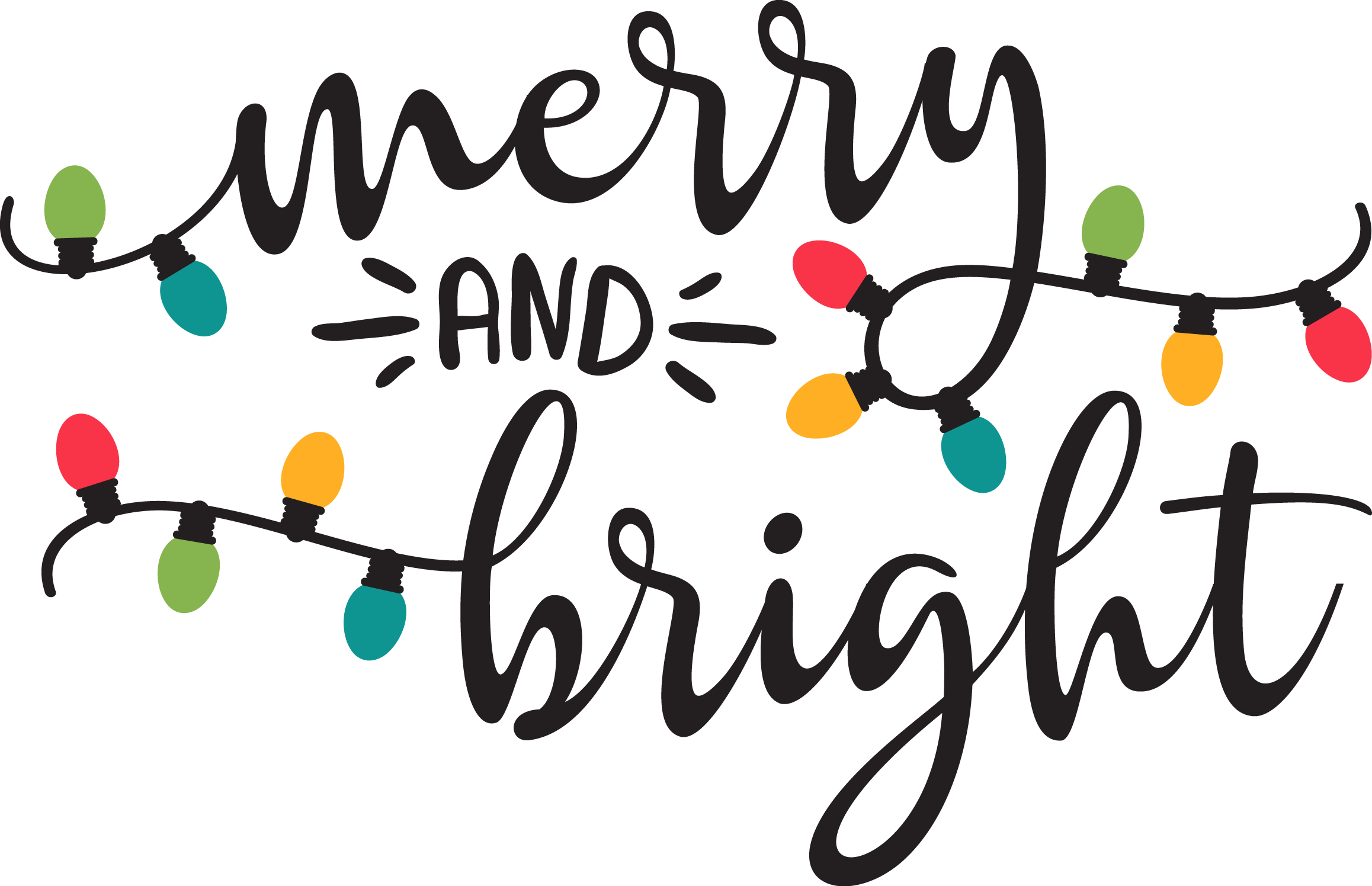 Merry And Bright Christmas Lights- Christmas Ready to Press DTF Transfer