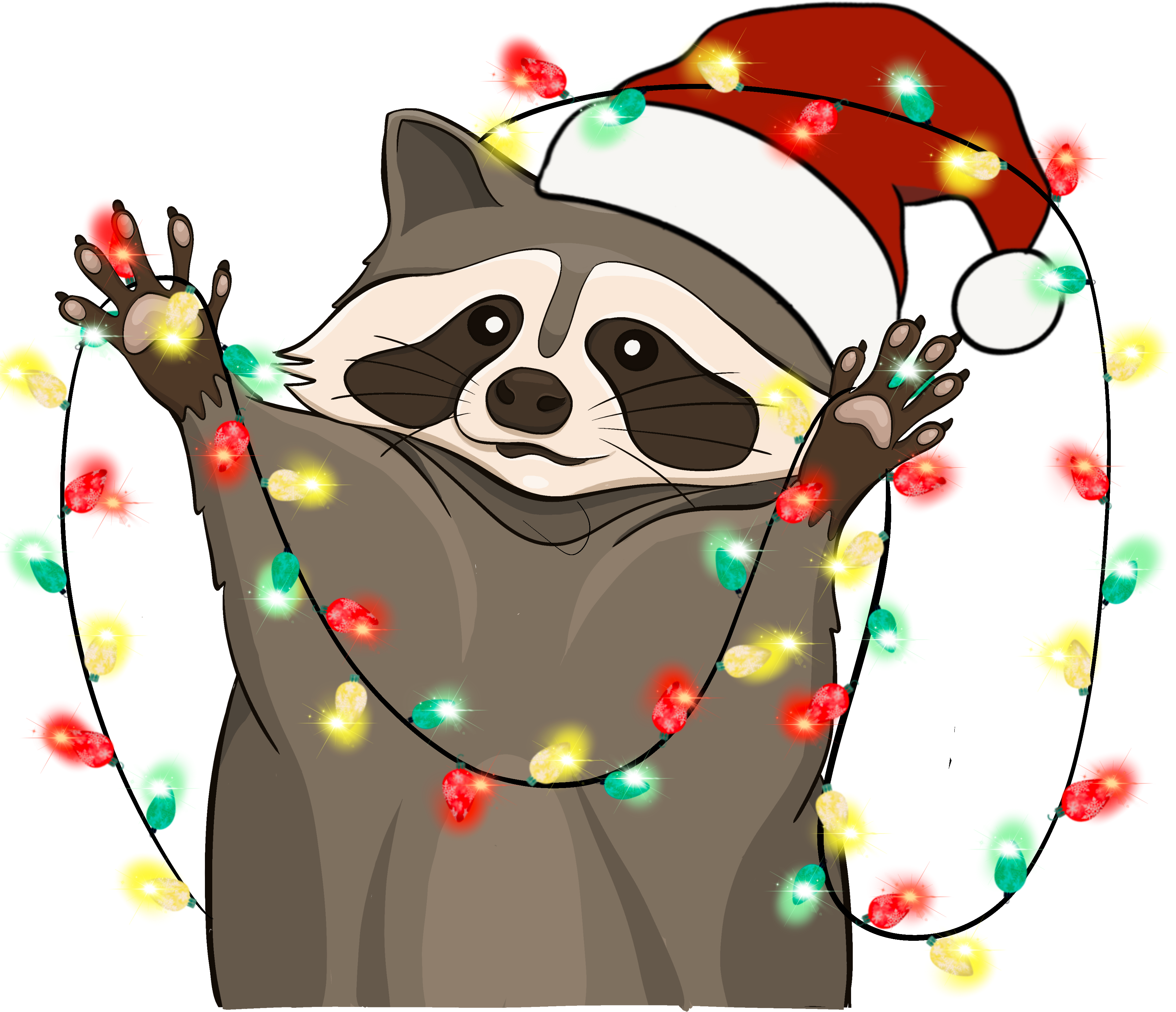 Christmas Lights Racoon - Christmas Ready to Press DTF Transfer