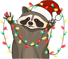 Christmas Lights Racoon - Christmas Ready to Press DTF Transfer
