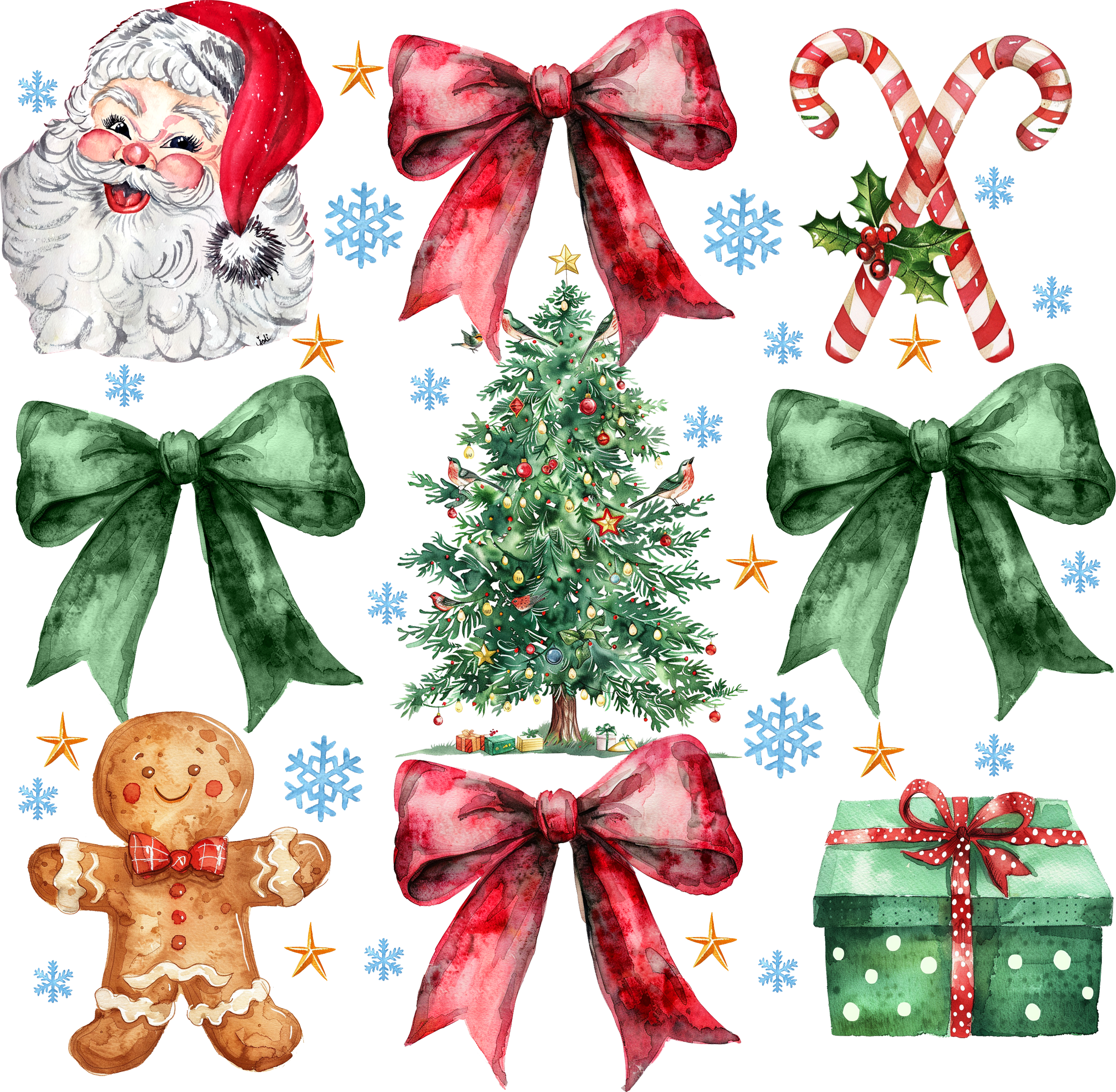 Retro Coquette Bow Tree Santa - Christmas Ready to Press DTF Transfer