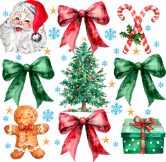 Retro Coquette Bow Tree Santa - Christmas Ready to Press DTF Transfer