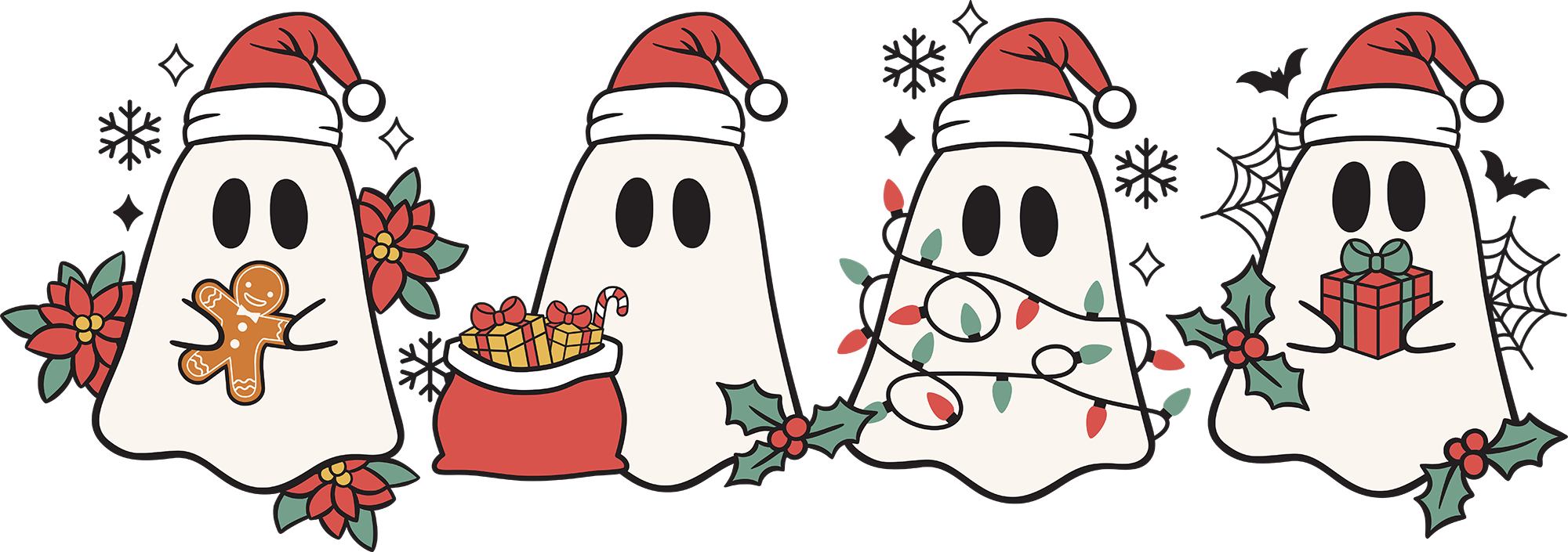 Christmas Ghosts- Christmas Ready to Press DTF Transfer